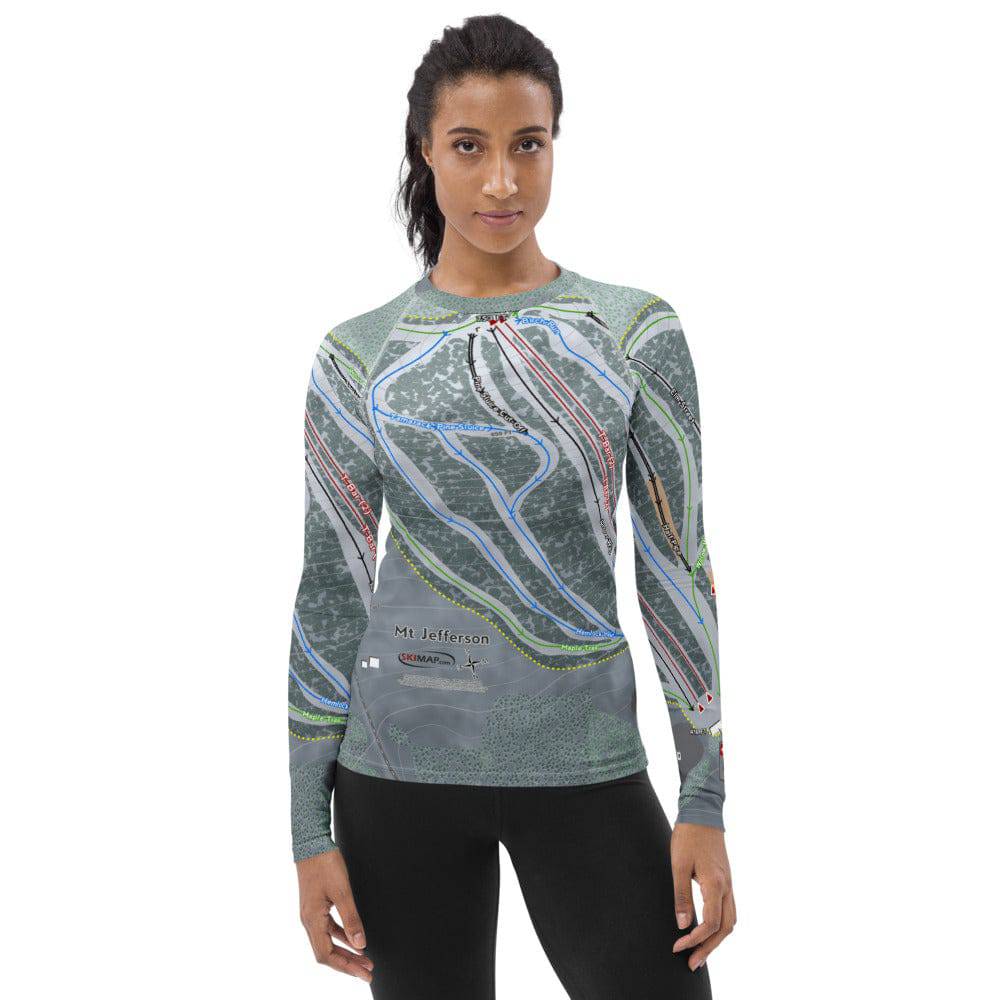 Mt Jefferson, Maine Ski Trail Map Women&#39;s Base Layer Top - Powderaddicts