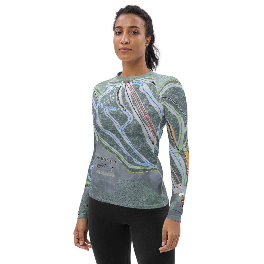 Mt Jefferson, Maine Ski Trail Map Women's Base Layer Top - Powderaddicts