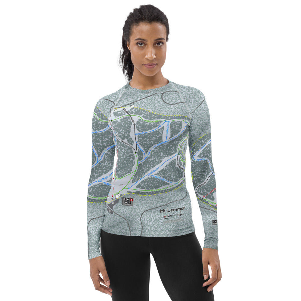 Mt Lemmon, Arizona Ski Trail Map Women's Base Layer Top - Powderaddicts