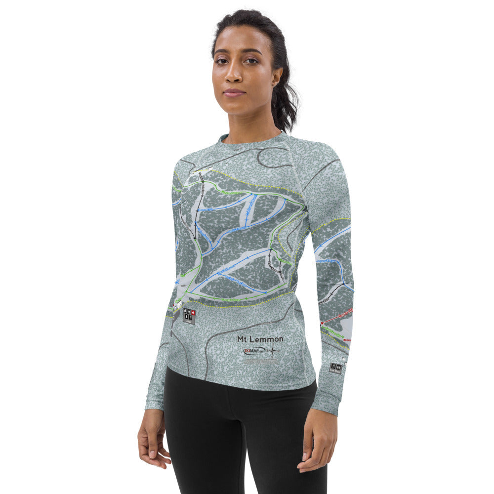 Mt Lemmon, Arizona Ski Trail Map Women's Base Layer Top - Powderaddicts