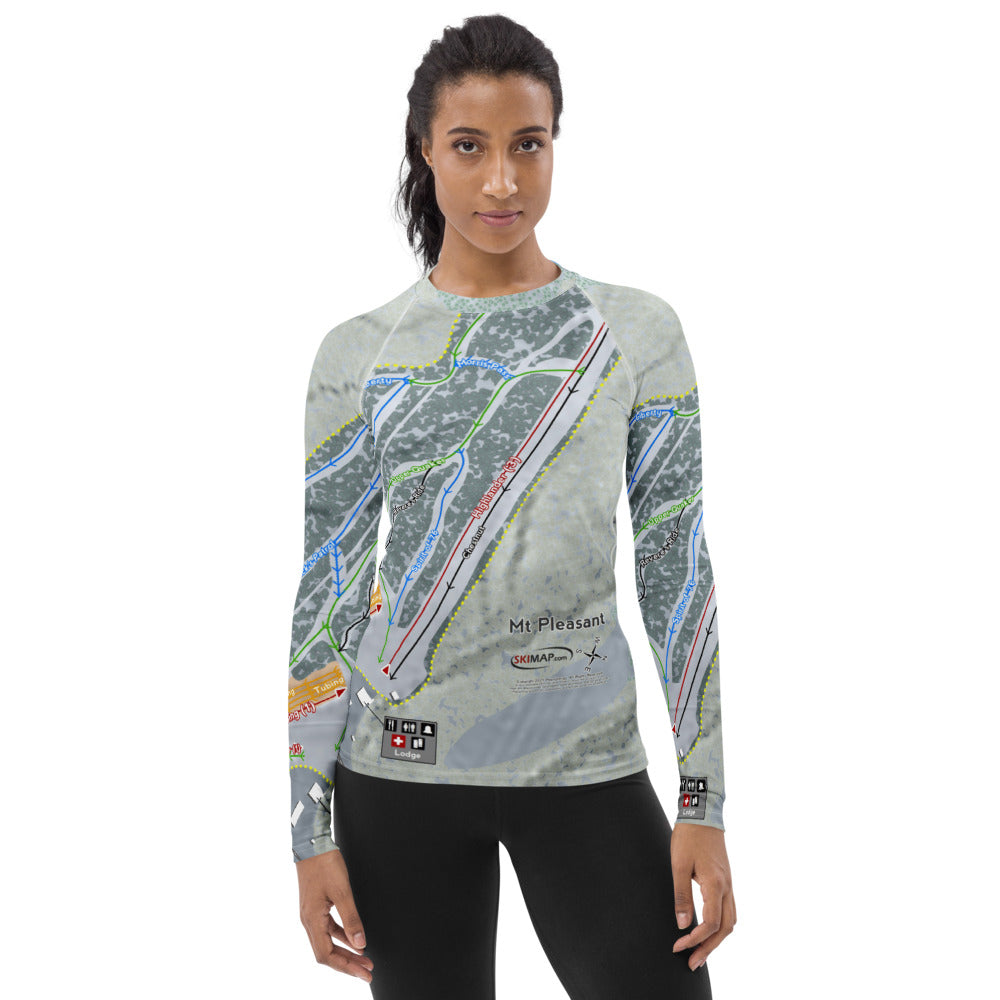 Mt Pleasant, Pennsylvania Ski Trail Map Women&#39;s Base Layer Top - Powderaddicts