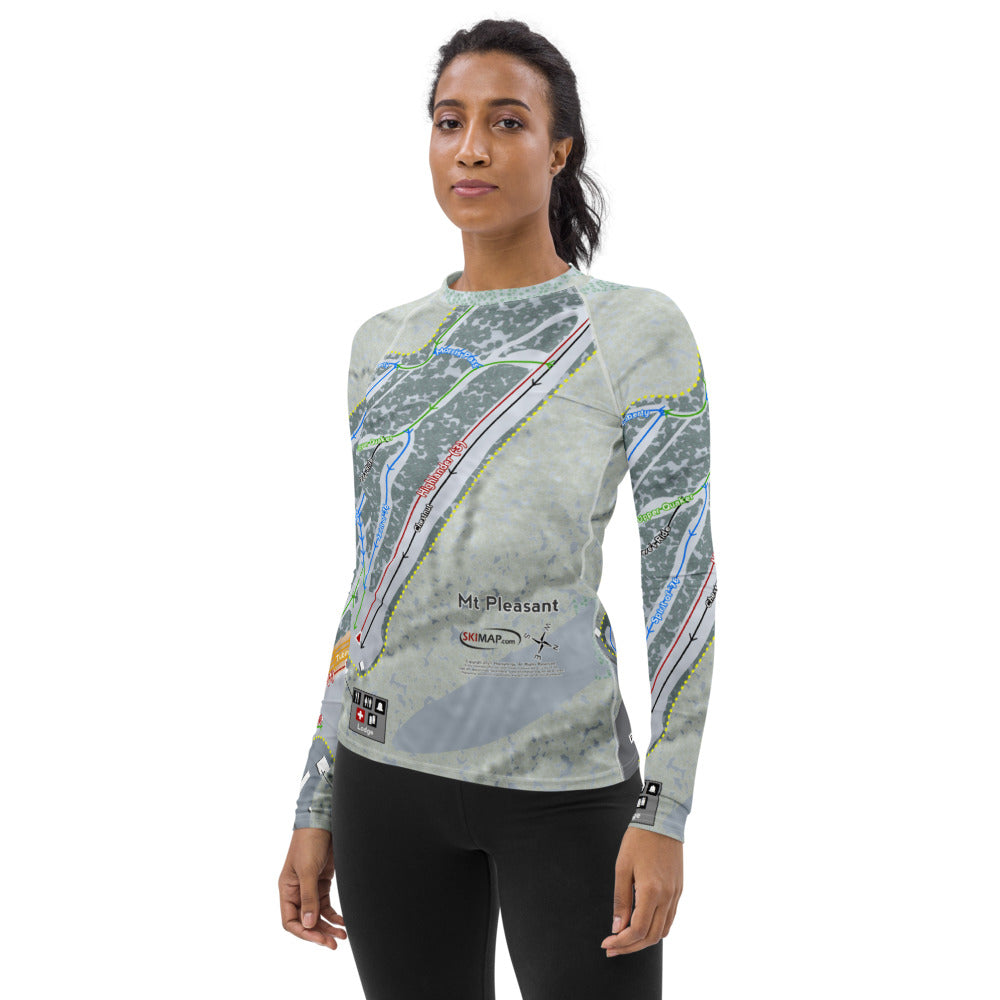 Mt Pleasant, Pennsylvania Ski Trail Map Women's Base Layer Top - Powderaddicts