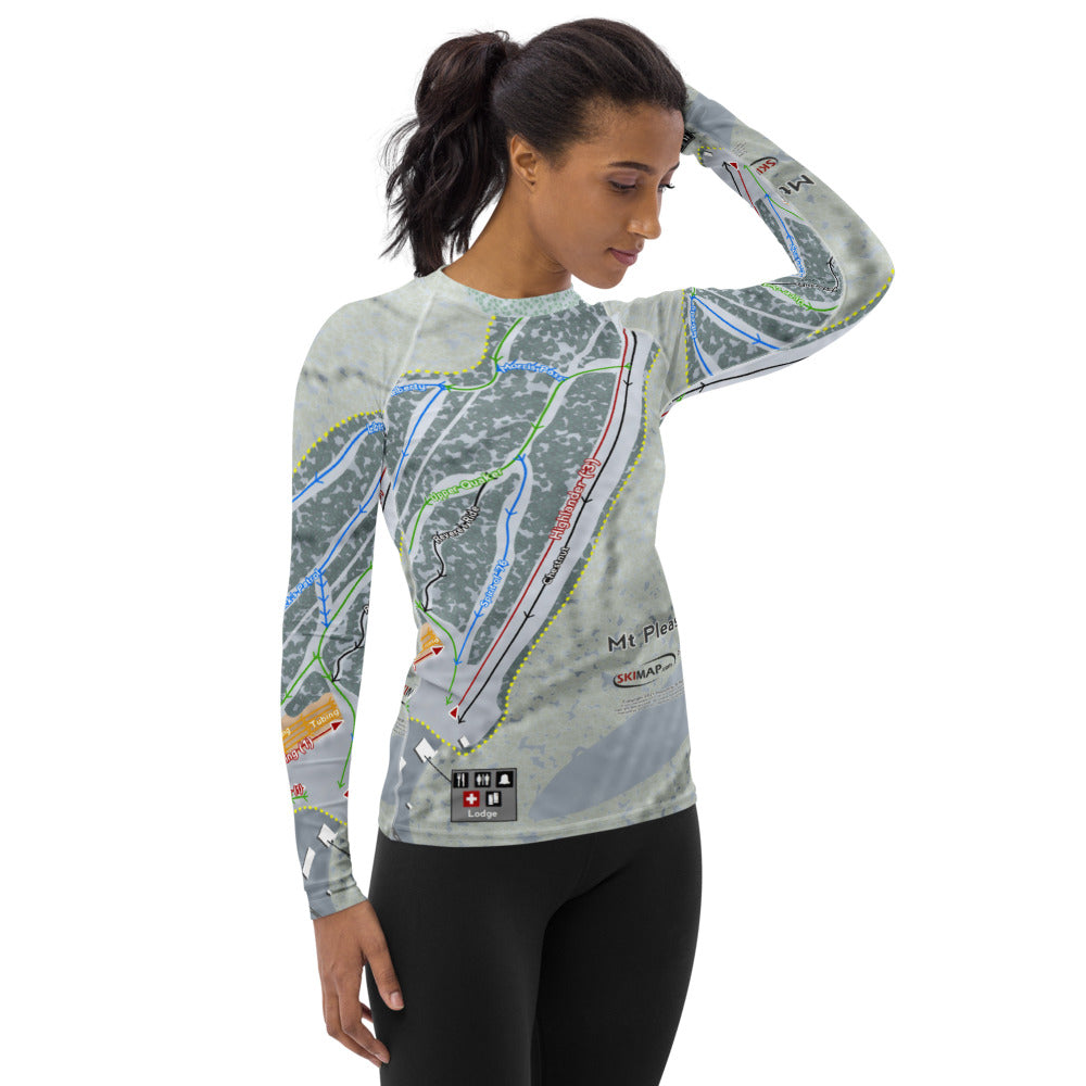 Mt Pleasant, Pennsylvania Ski Trail Map Women's Base Layer Top - Powderaddicts