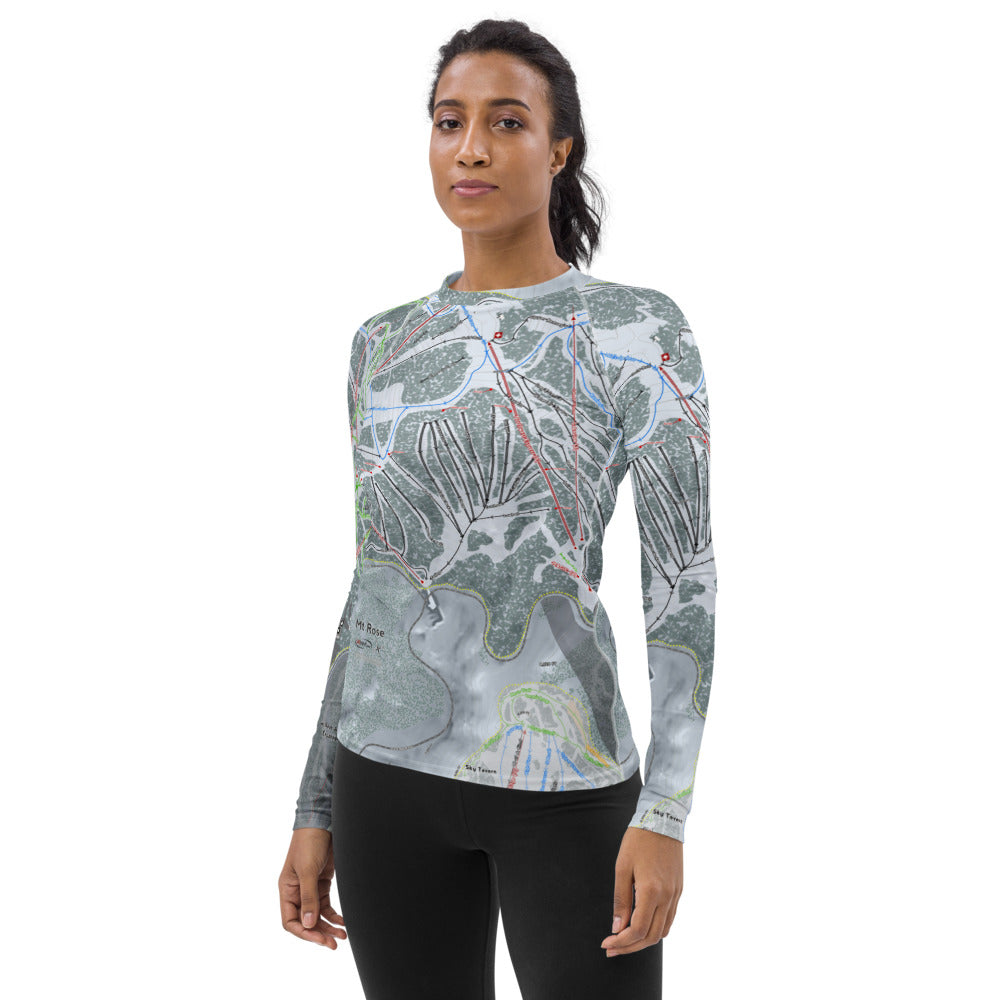 Mt Rose, Nevada Ski Trail Map Women's Base Layer Top - Powderaddicts