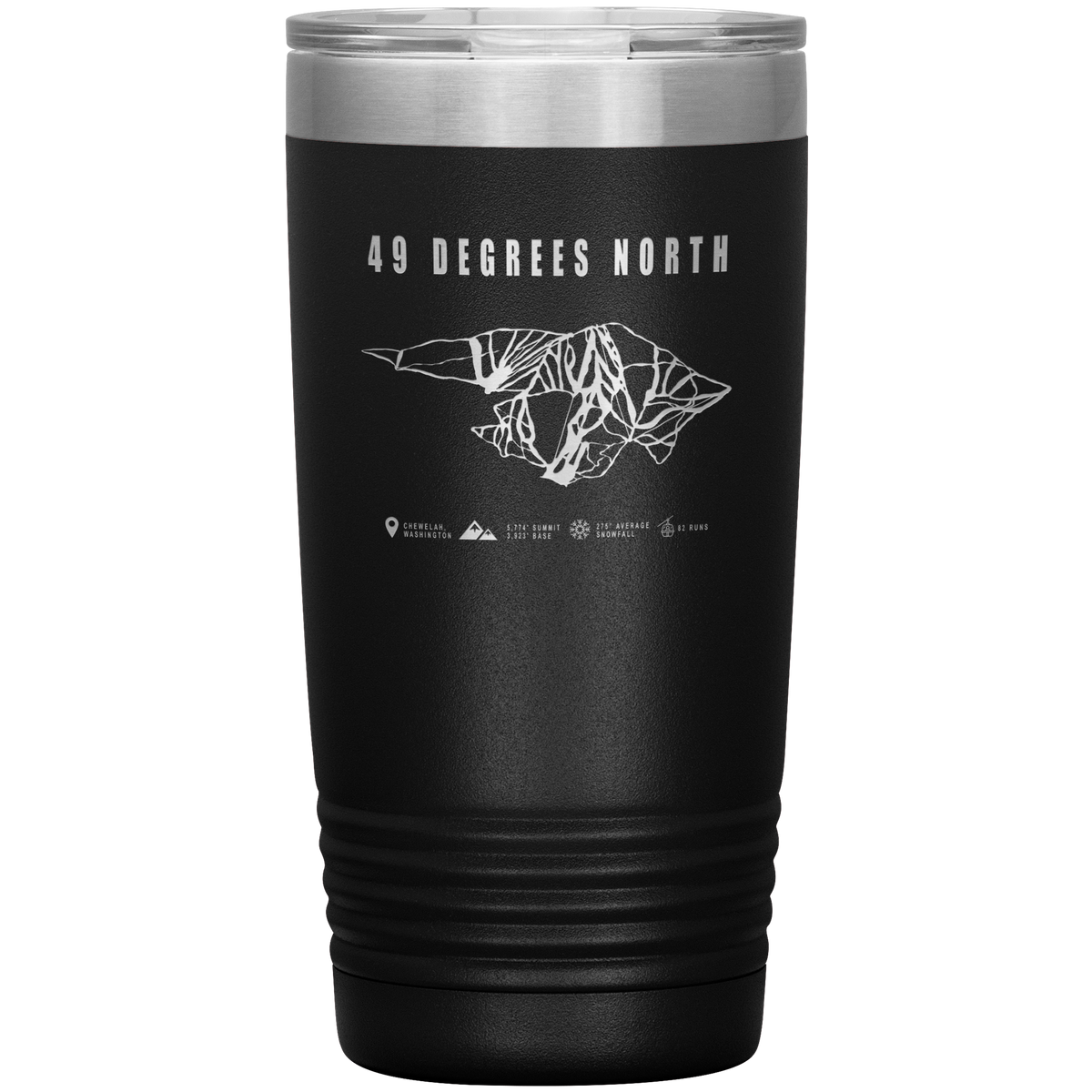 49 Degrees North, Washington Ski Trail Map 20oz Tumbler - Powderaddicts