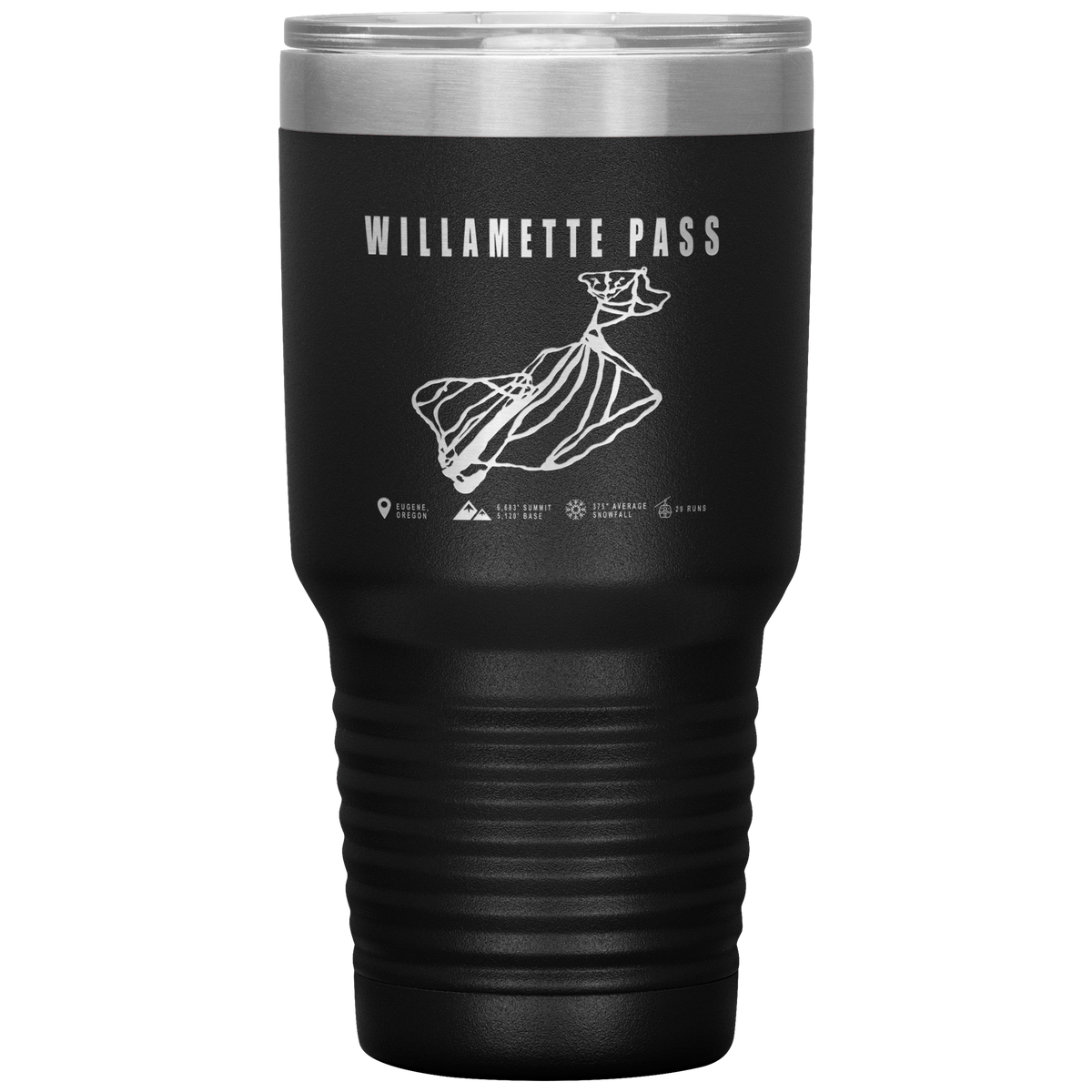 Willamette Pass, Oregon Ski Trail Map 30oz Tumbler - Powderaddicts