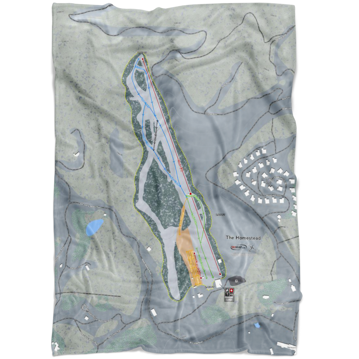 The Homestead, Virginia Ski Trail Map Fleece Blanket - Powderaddicts