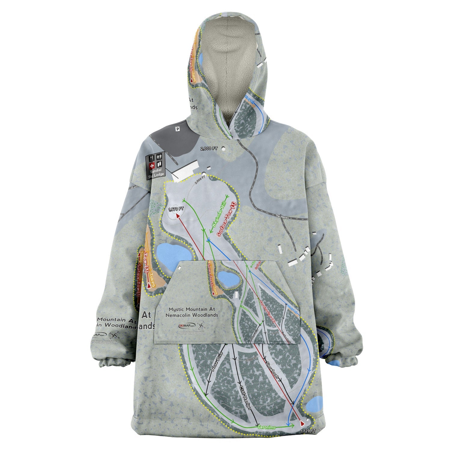 Mystic Mountain Nemacolin, Pennsylvania Ski Trail Map Snuggie - Powderaddicts