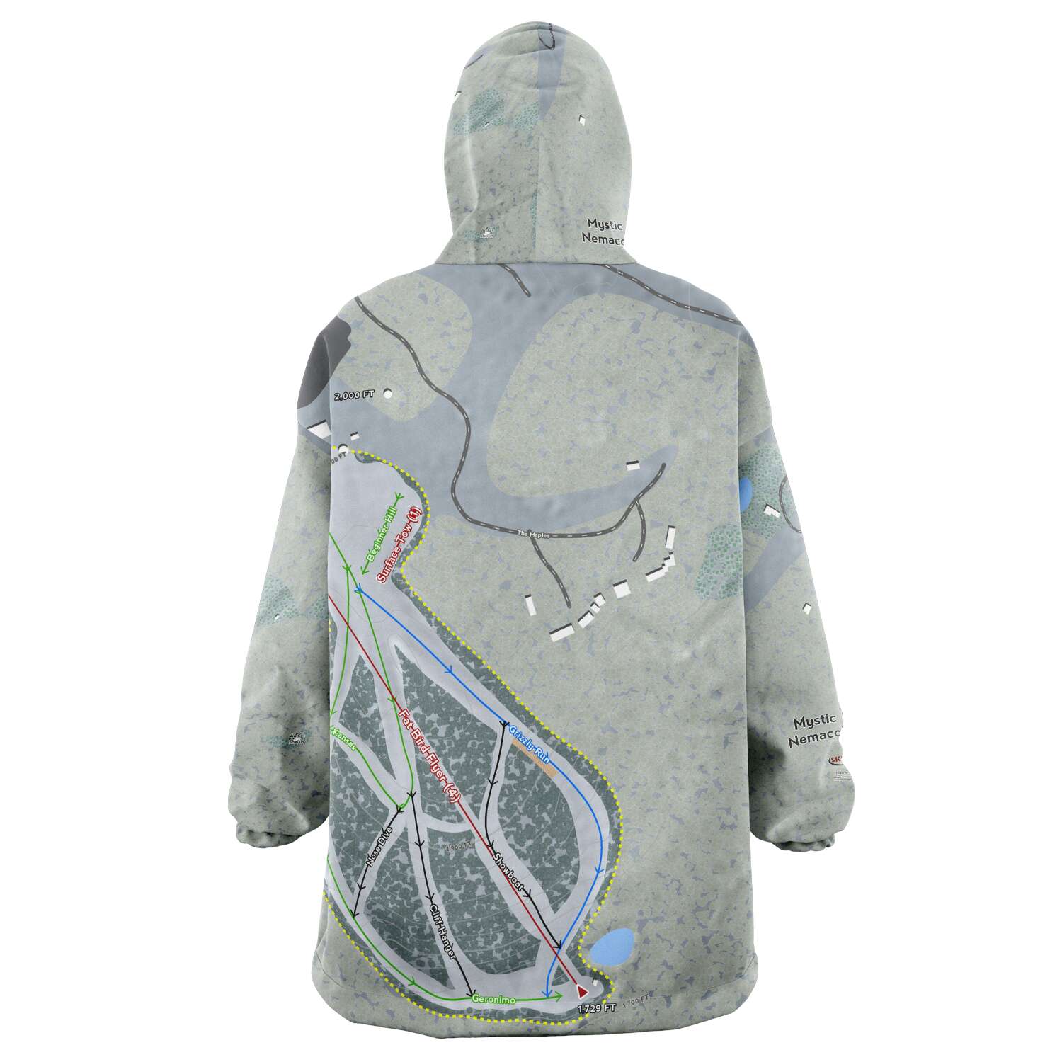 Mystic Mountain Nemacolin, Pennsylvania Ski Trail Map Snuggie - Powderaddicts