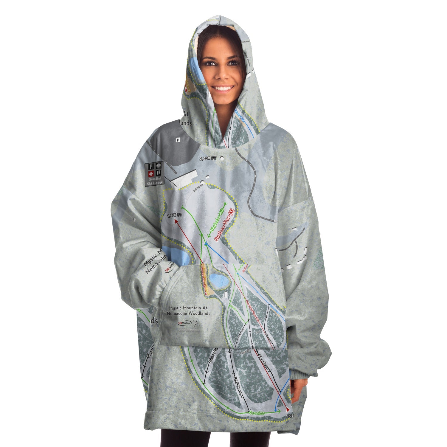 Mystic Mountain Nemacolin, Pennsylvania Ski Trail Map Snuggie - Powderaddicts