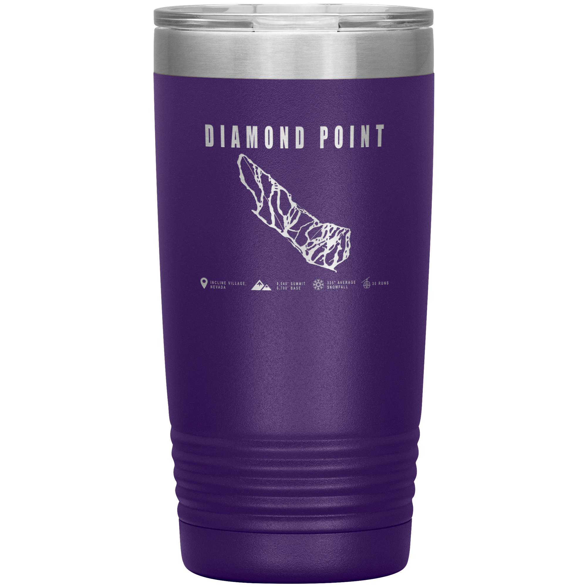 Diamond Point, Nevada Ski Trail Map 20oz Tumbler - Powderaddicts