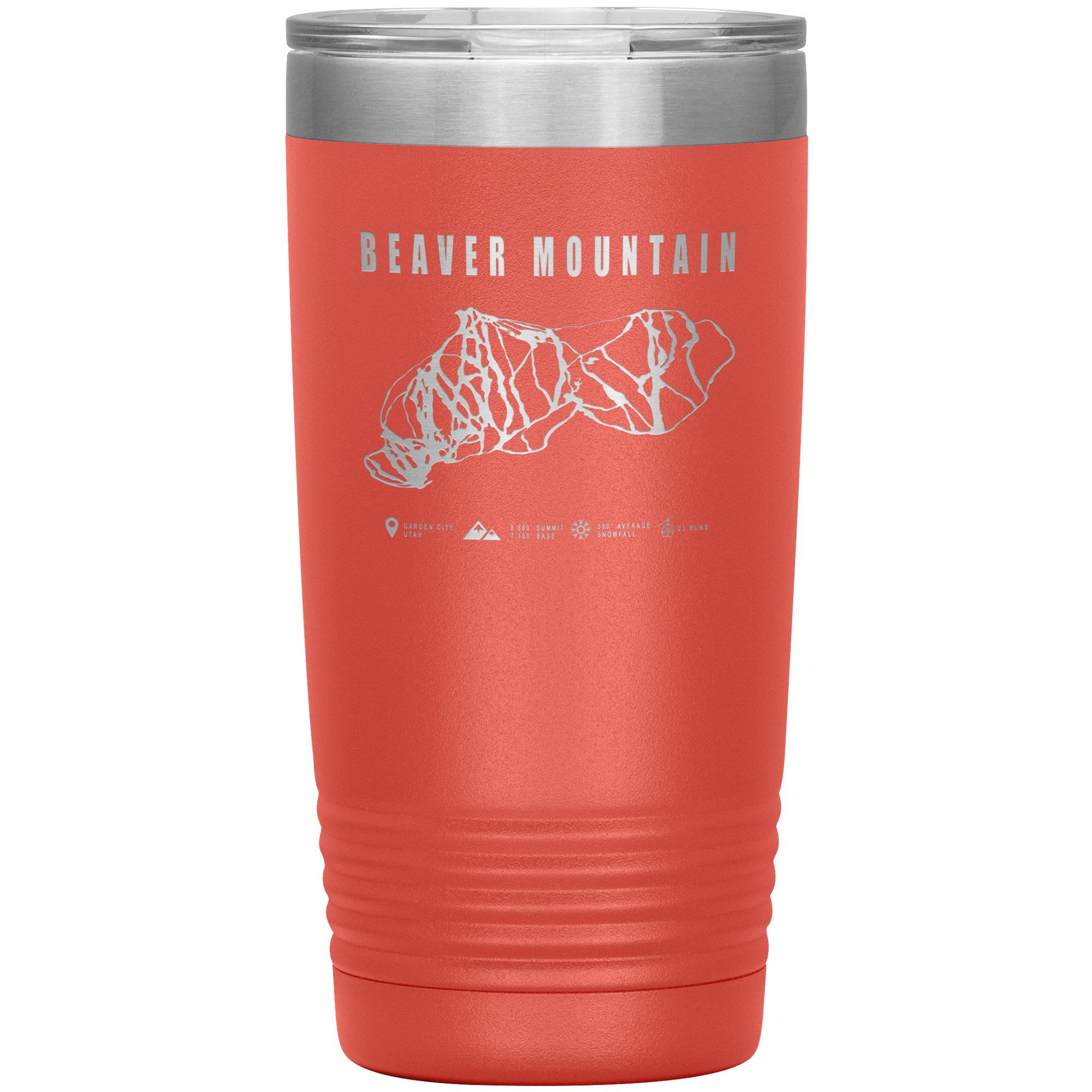 Beaver Mountain,Utah Ski Trail Map 20oz Tumbler - Powderaddicts