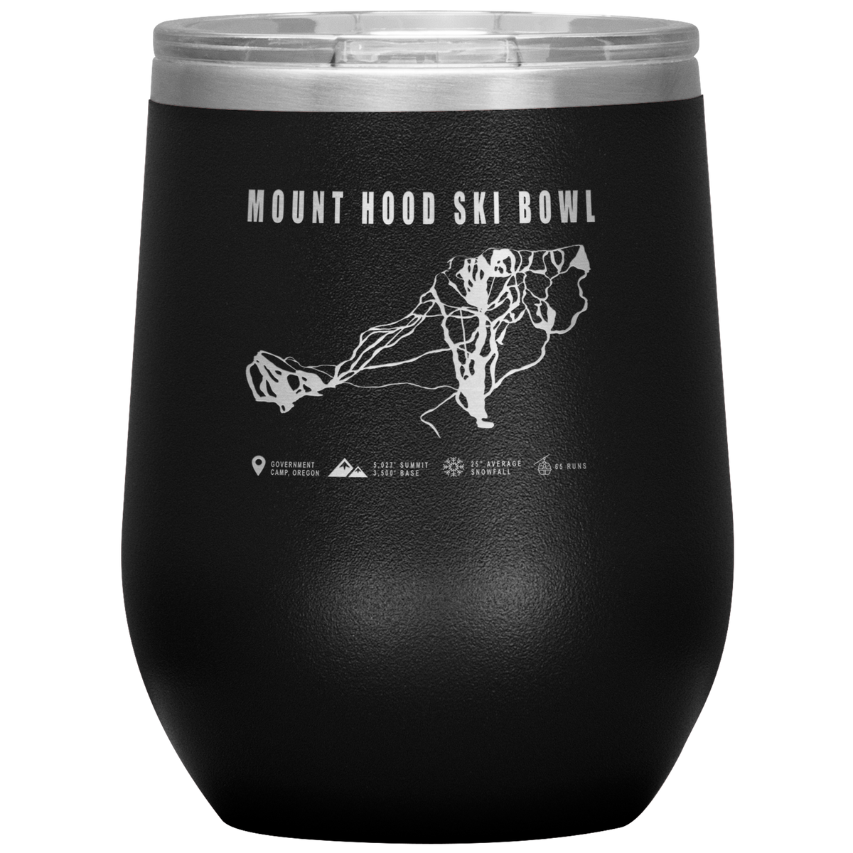 Mount Hood Ski Bowl, Oregon Ski Trail Map Wine 12oz Tumbler - Powderaddicts