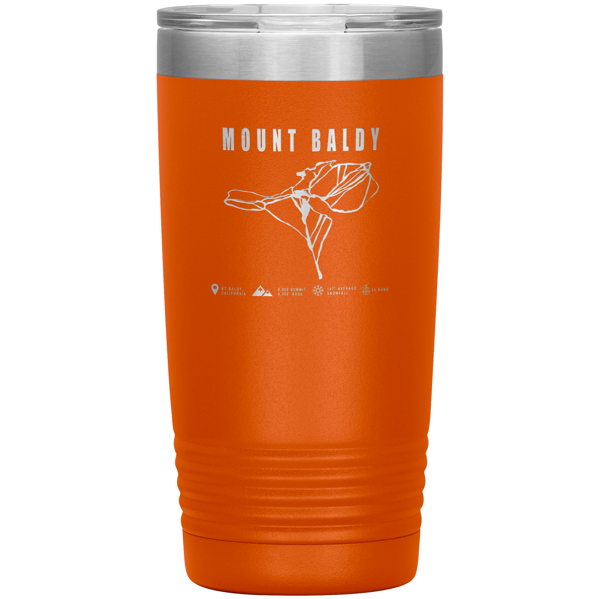 Mount Baldy, California Ski Trail Map 20oz Tumbler - Powderaddicts