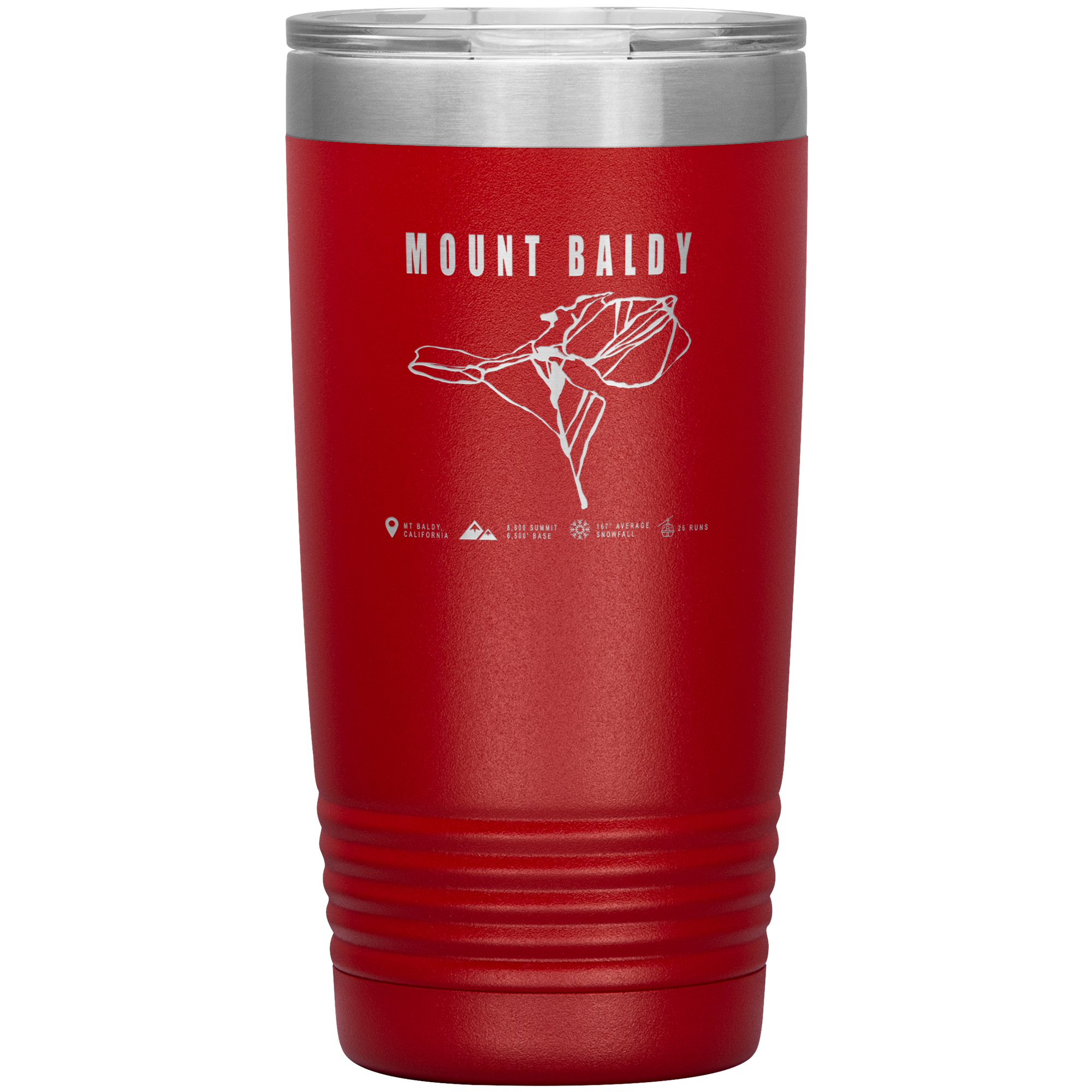 Mount Baldy, California Ski Trail Map 20oz Tumbler - Powderaddicts