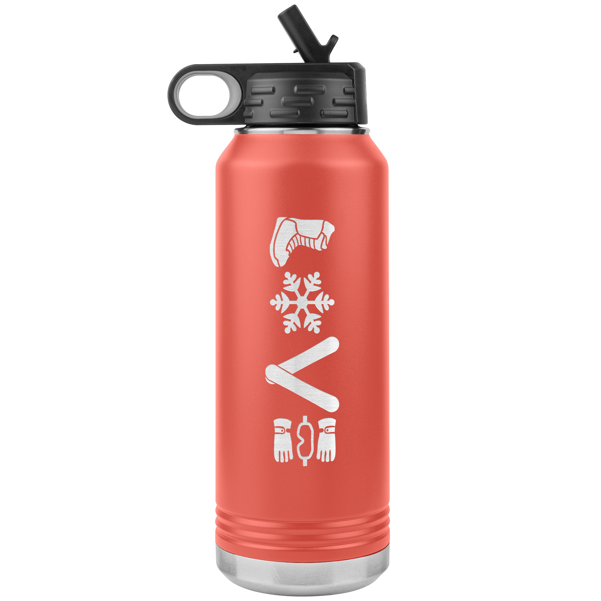 Love Snowboard Symbols 32oz Water Bottle Tumbler - Powderaddicts