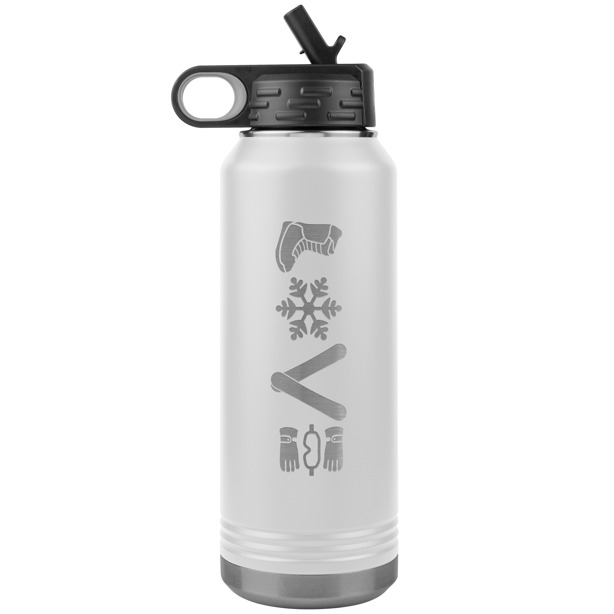 Love Snowboard Symbols 32oz Water Bottle Tumbler - Powderaddicts