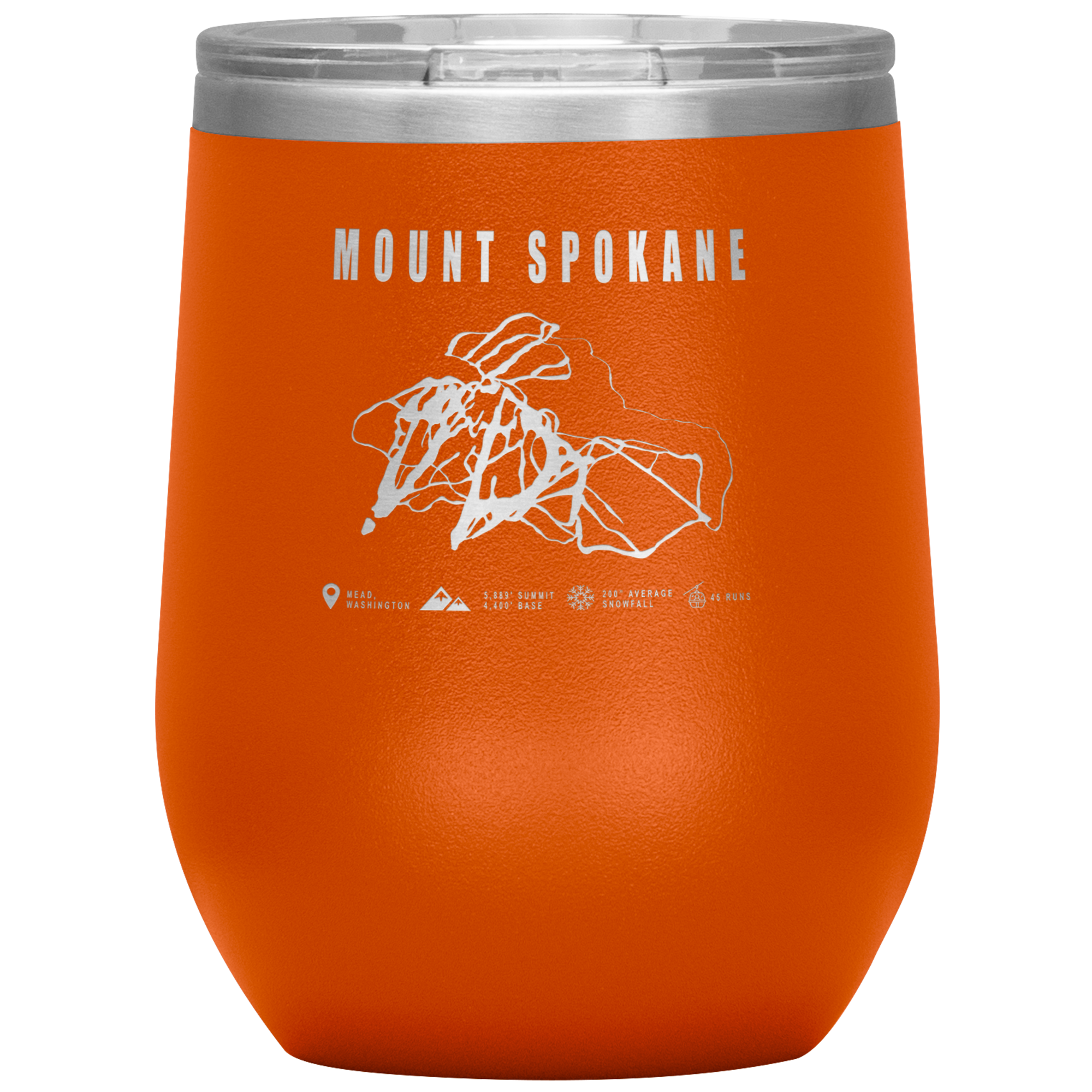 Mount Spokane, Washington Ski Trail Map Wine 12oz Tumbler - Powderaddicts