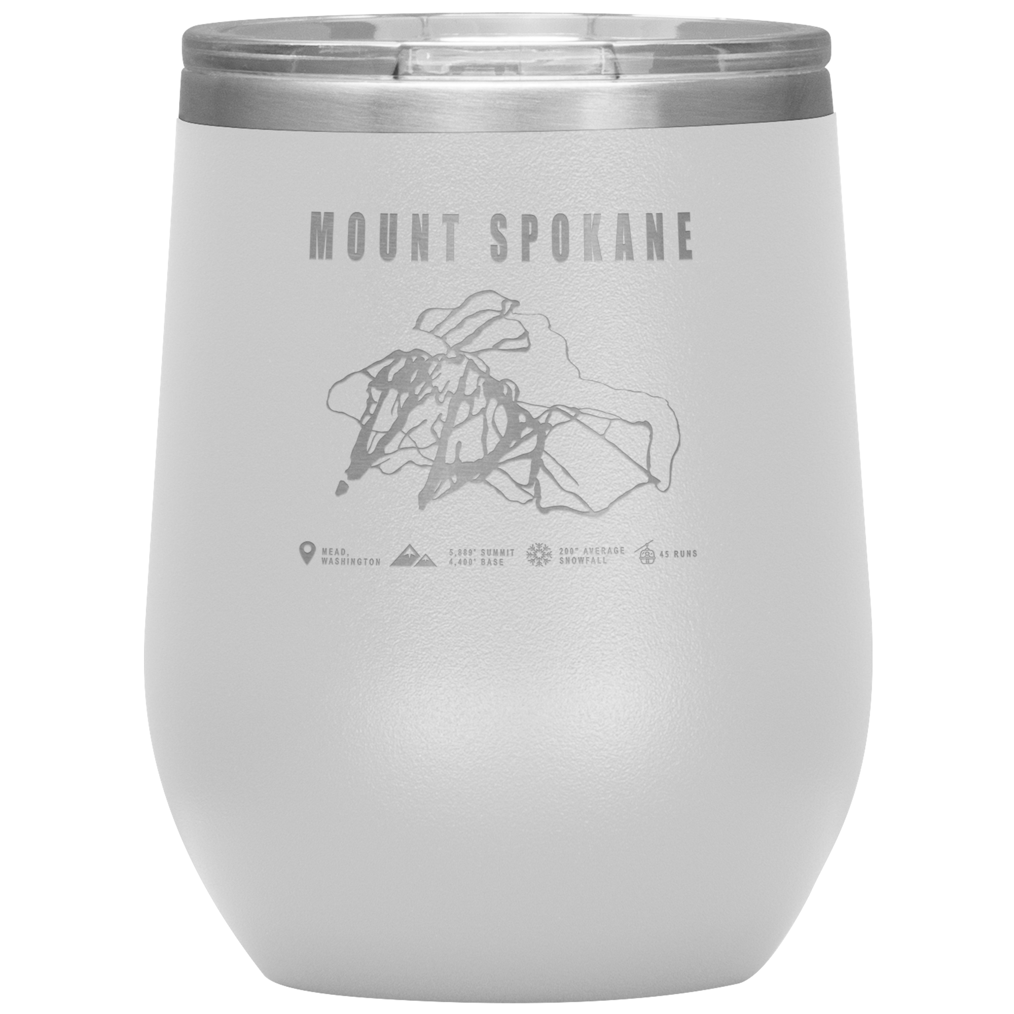 Mount Spokane, Washington Ski Trail Map Wine 12oz Tumbler - Powderaddicts