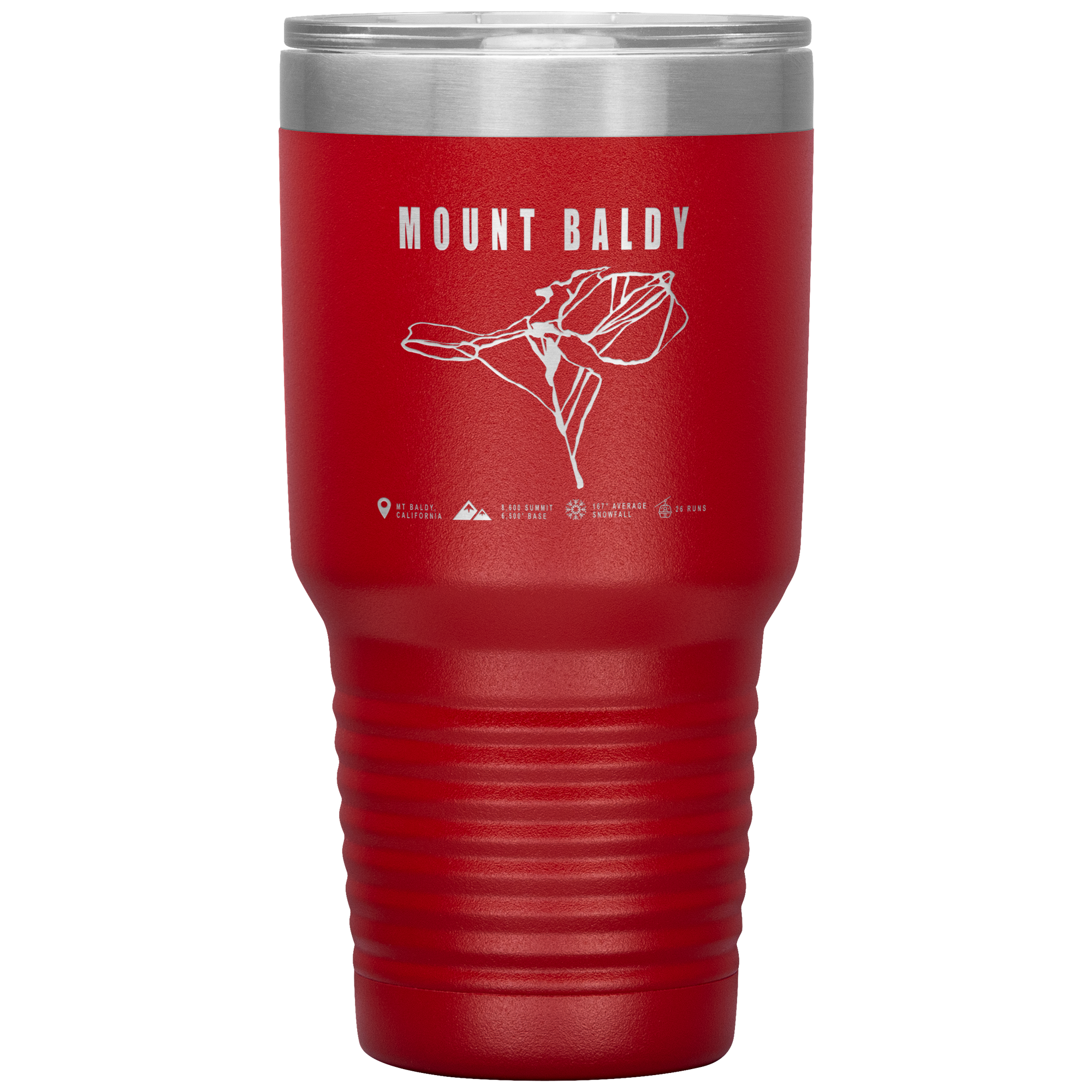 Mount Baldy, California Ski Trail Map 30oz Tumbler - Powderaddicts