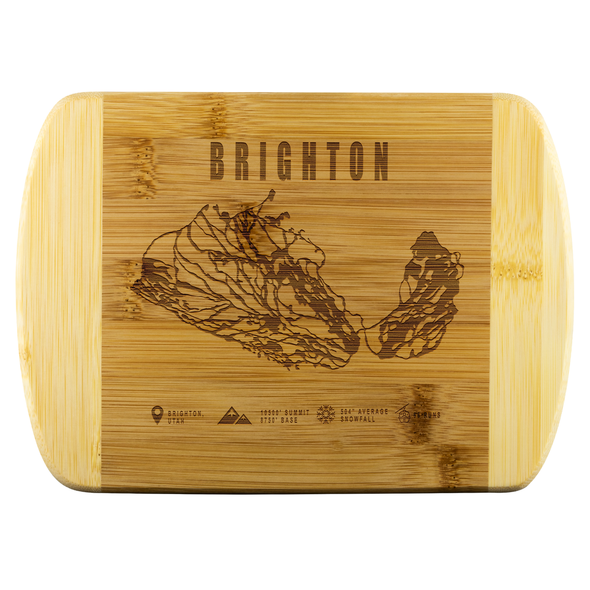 Brighton,Utah Ski Trail Map Cutting Board Round Edge - Powderaddicts