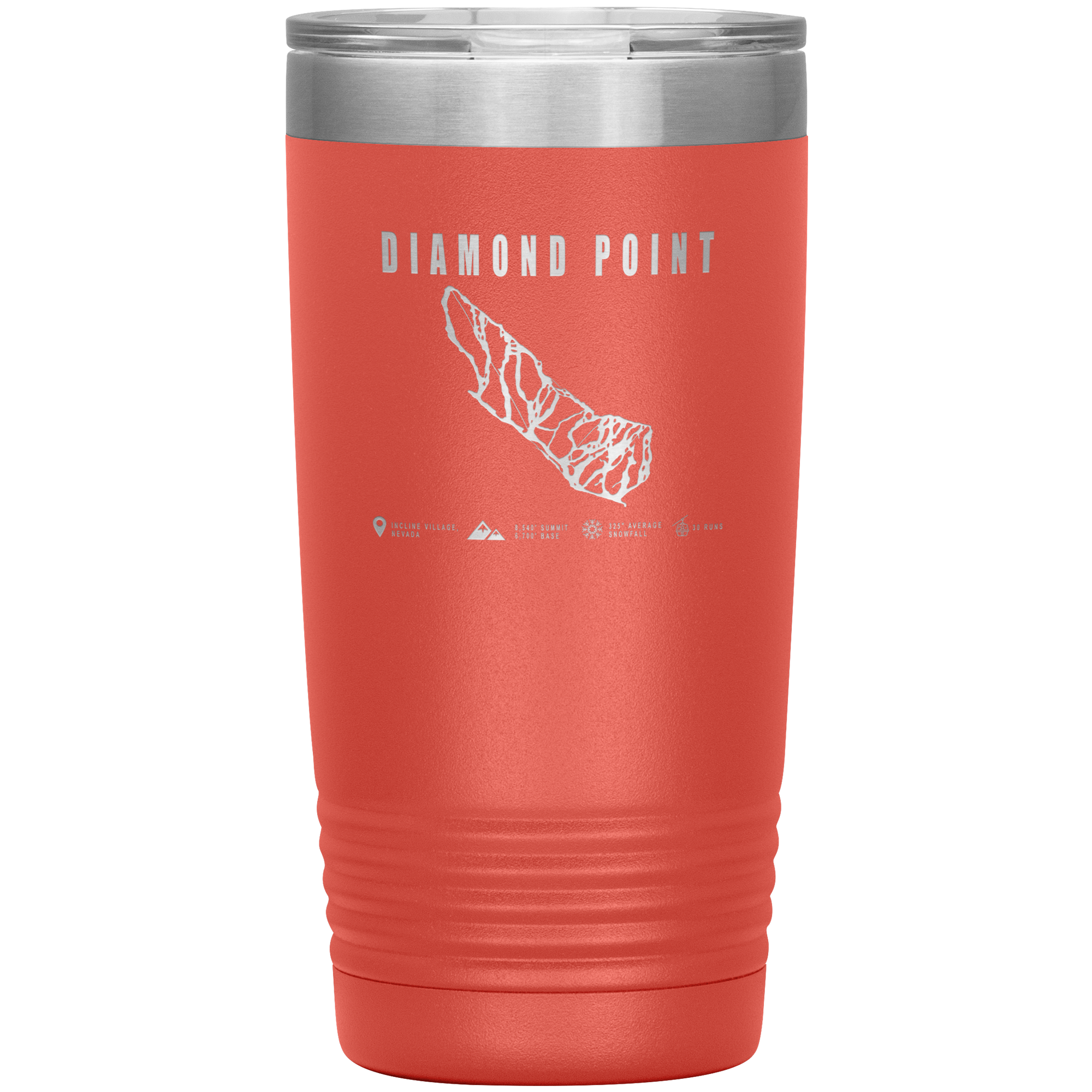 Diamond Point, Nevada Ski Trail Map 20oz Tumbler - Powderaddicts