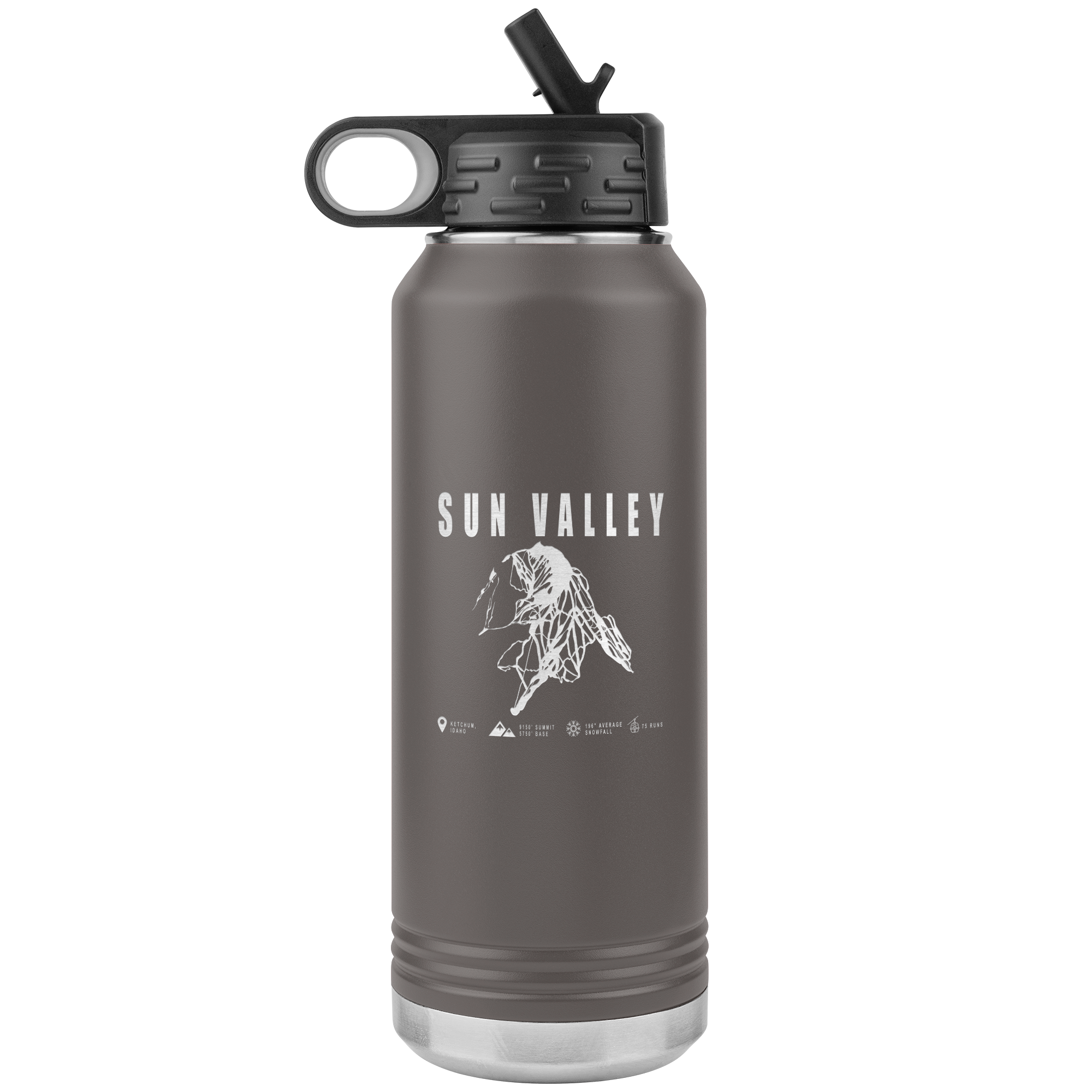 Sun Valley Idaho Ski Trail Map 32oz Water Bottle Tumbler - Powderaddicts