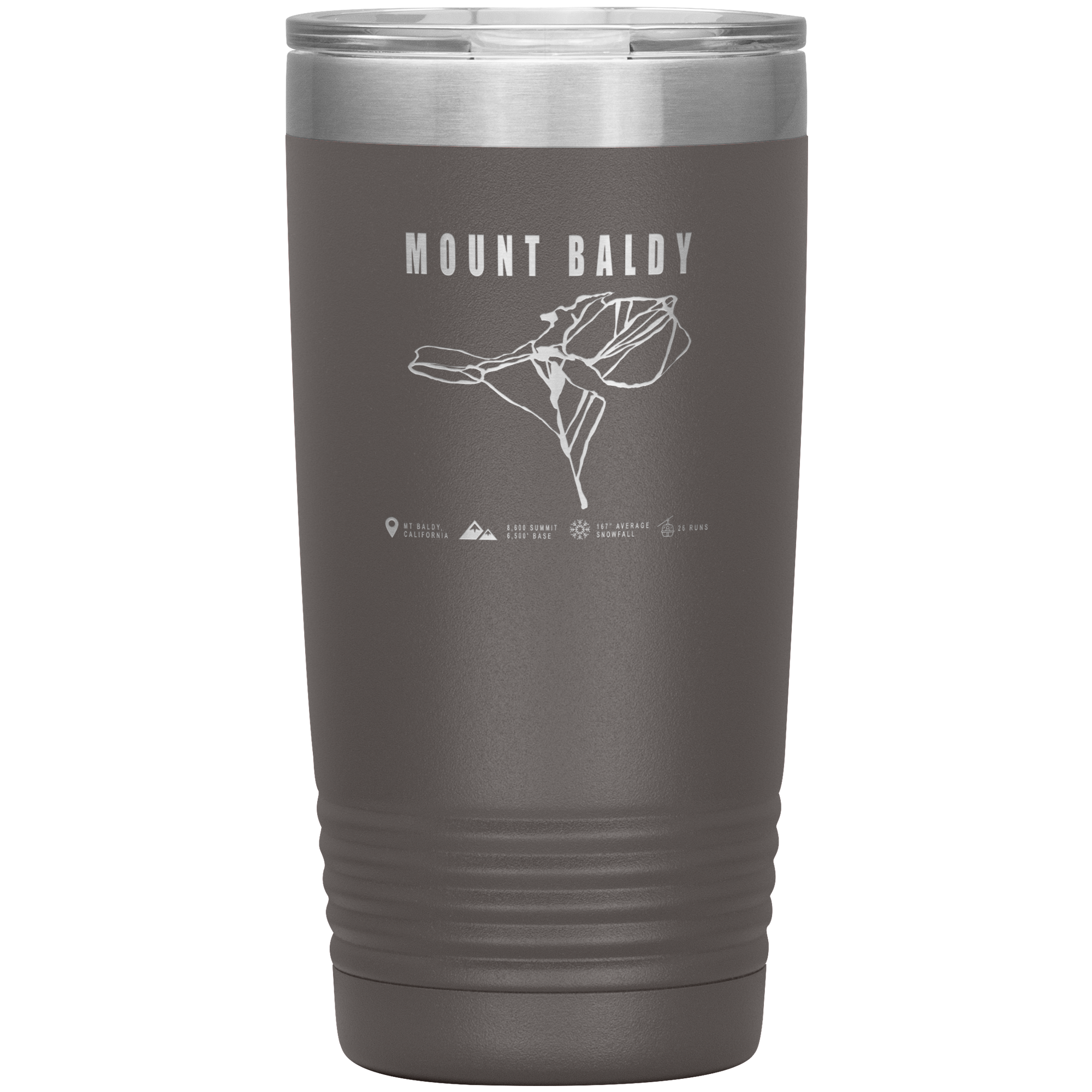 Mount Baldy, California Ski Trail Map 20oz Tumbler - Powderaddicts