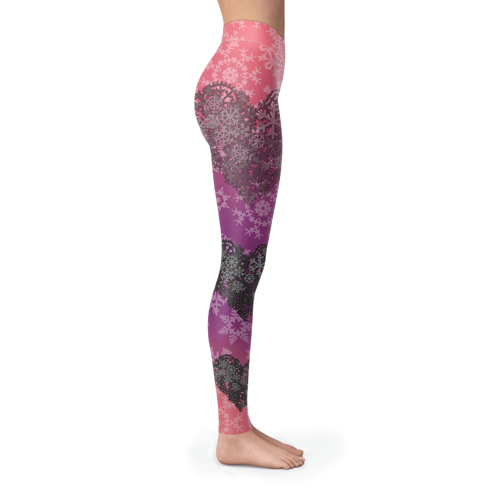 Ombre Pink Heart Leggings - Powderaddicts