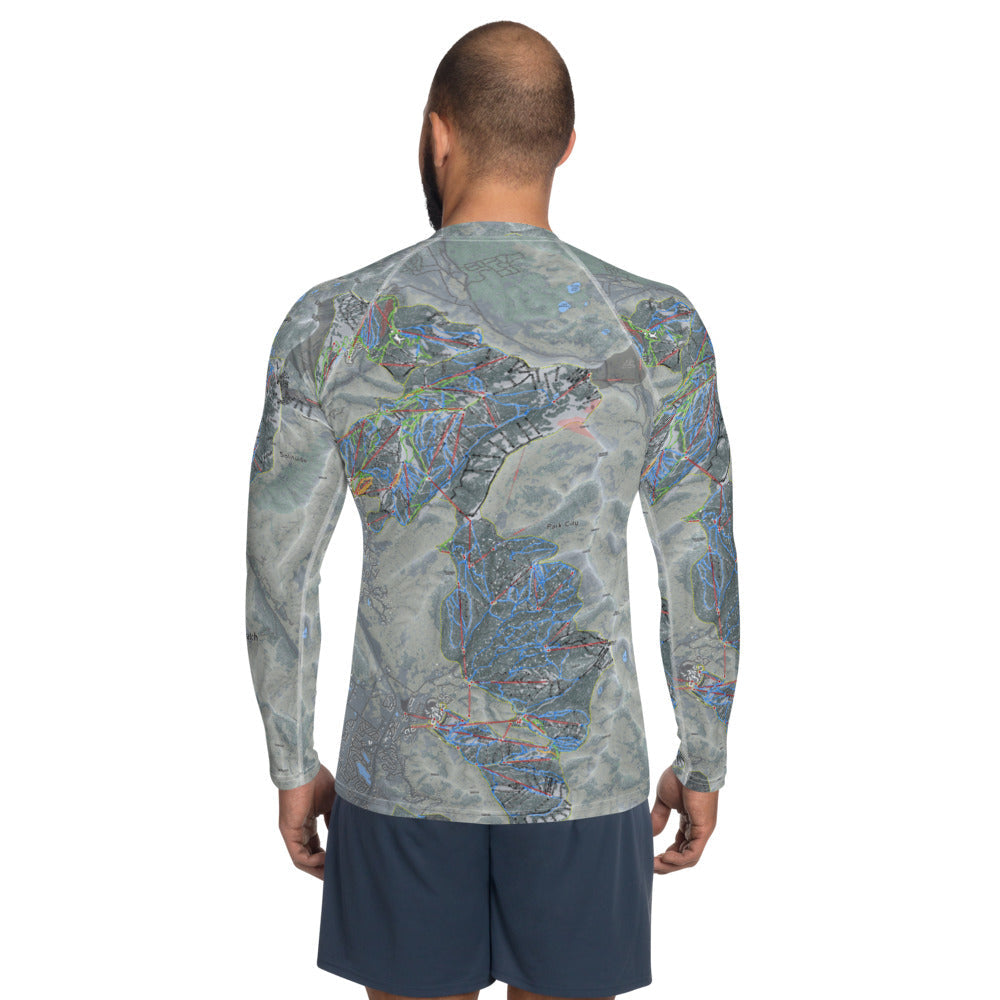 One Wasatch, Utah Ski Trail Map Men's Base Layer Top - Powderaddicts