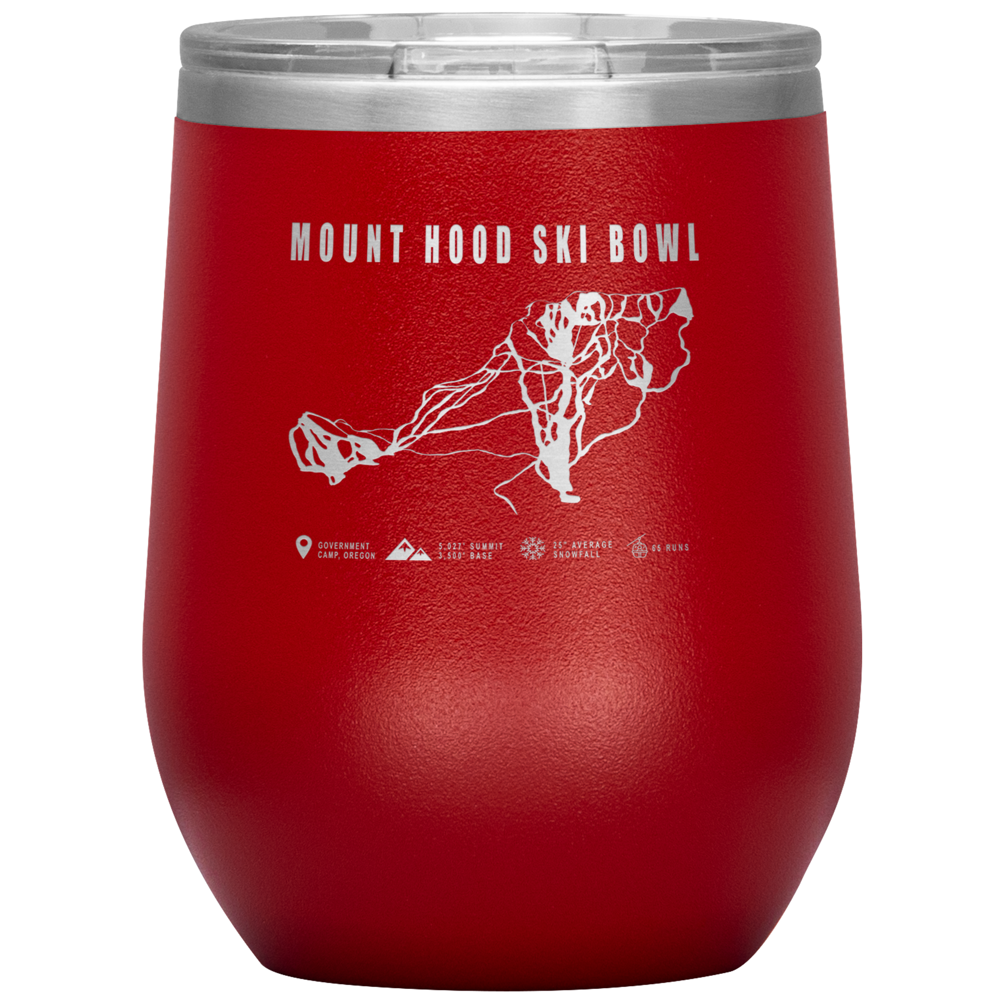 Mount Hood Ski Bowl, Oregon Ski Trail Map Wine 12oz Tumbler - Powderaddicts