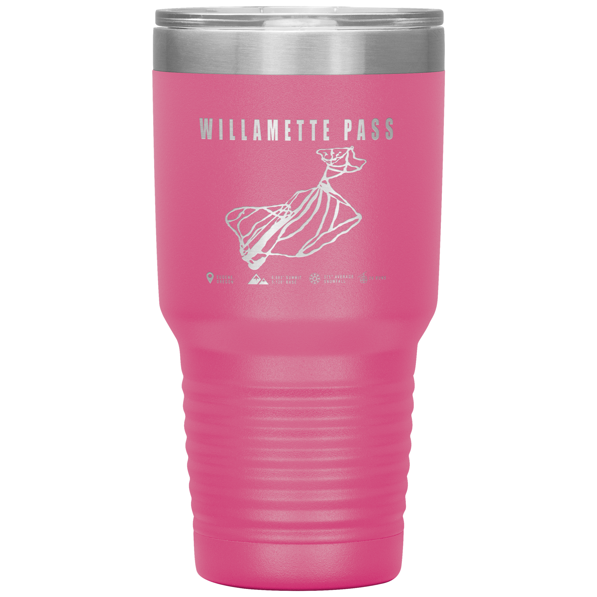 Willamette Pass, Oregon Ski Trail Map 30oz Tumbler - Powderaddicts