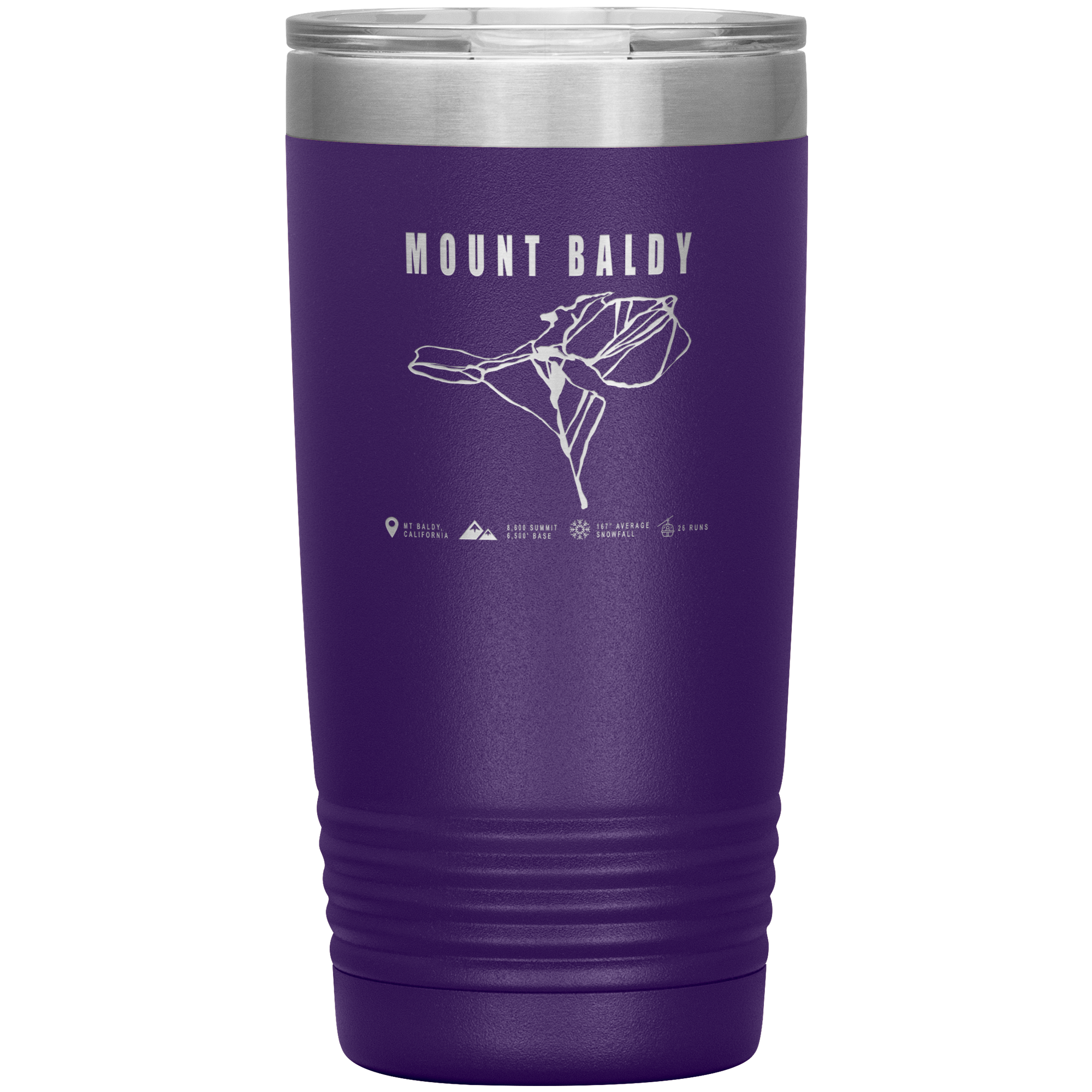 Mount Baldy, California Ski Trail Map 20oz Tumbler - Powderaddicts