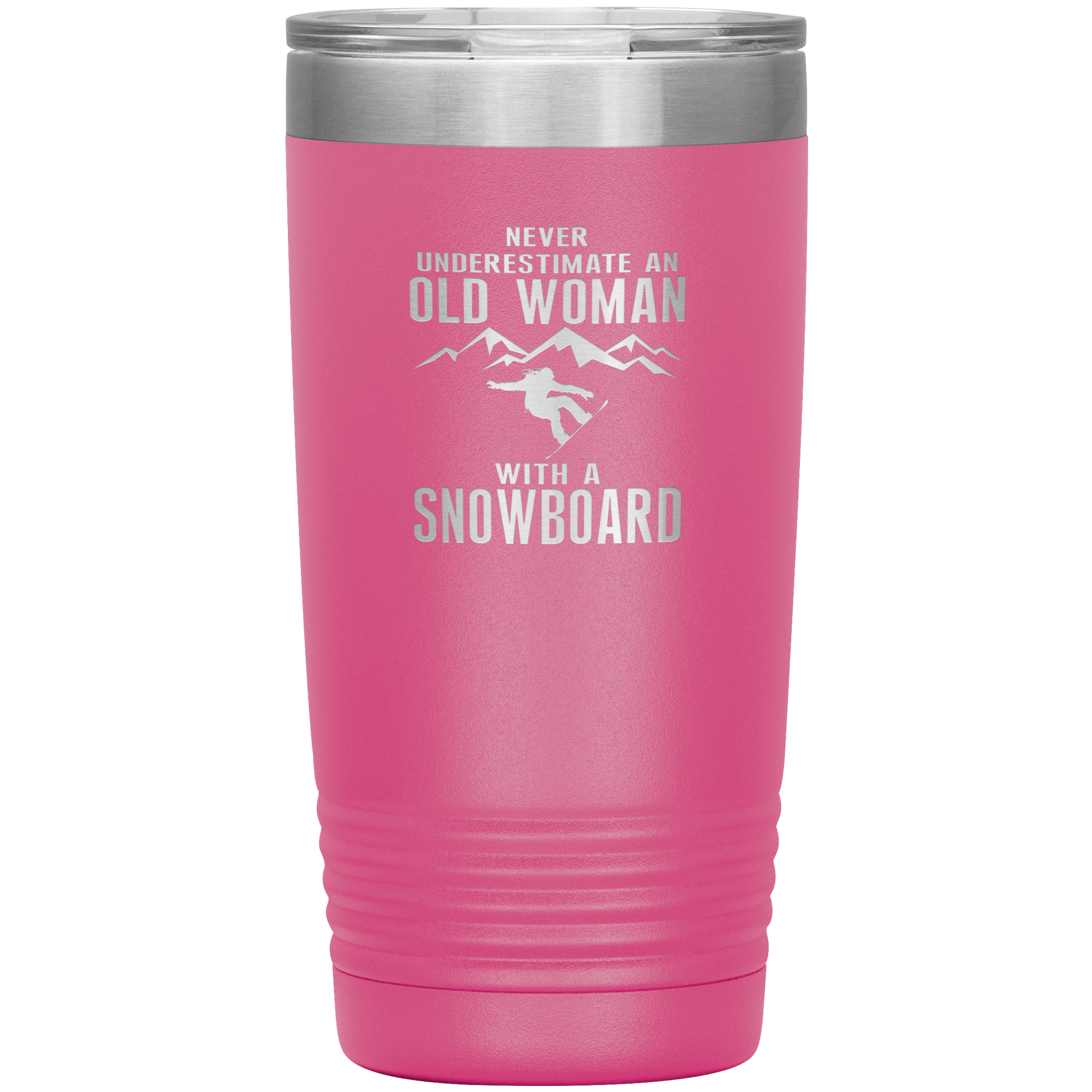 Never Underestimate An Old Woman With A Snowboard 20oz Tumbler - Powderaddicts