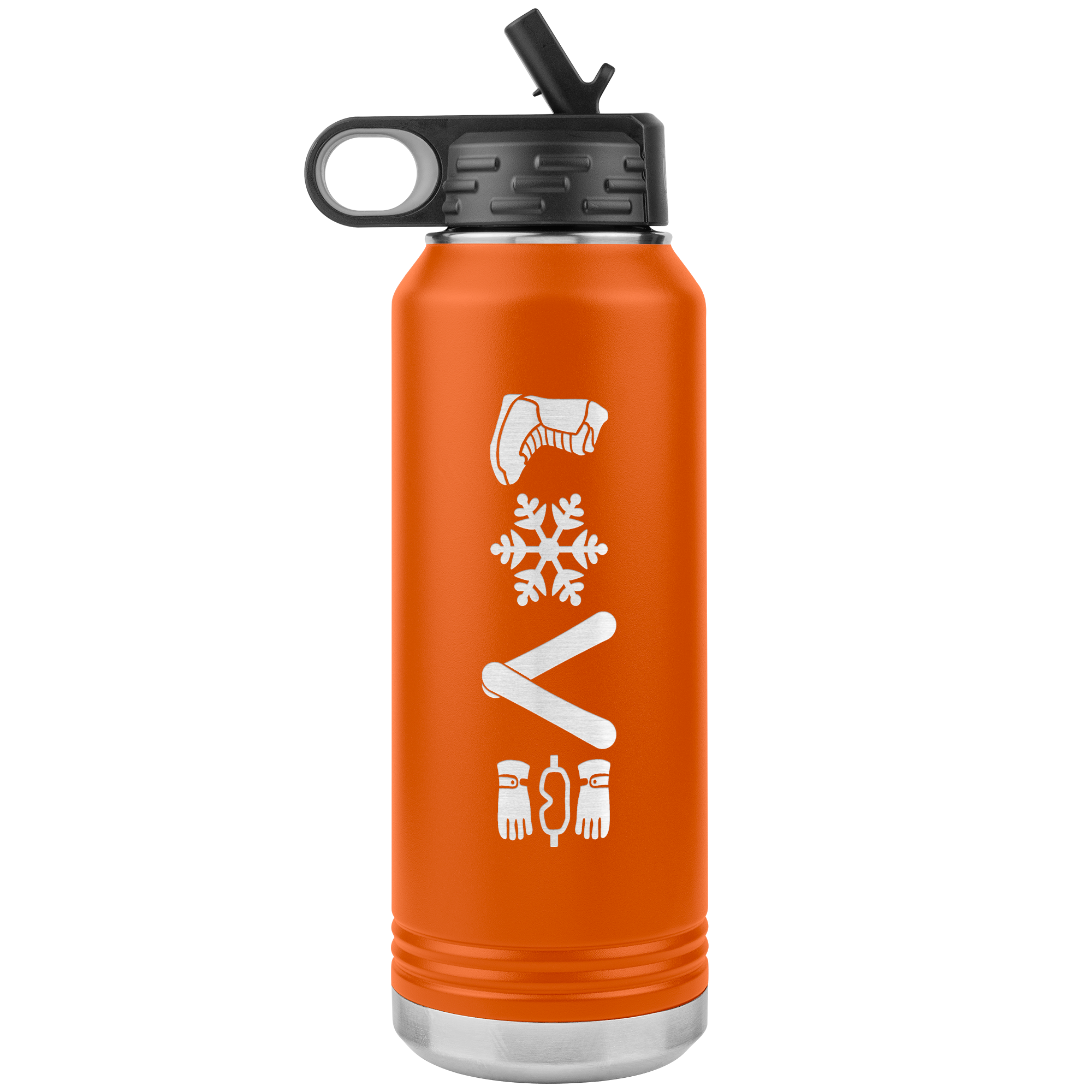 Love Snowboard Symbols 32oz Water Bottle Tumbler - Powderaddicts