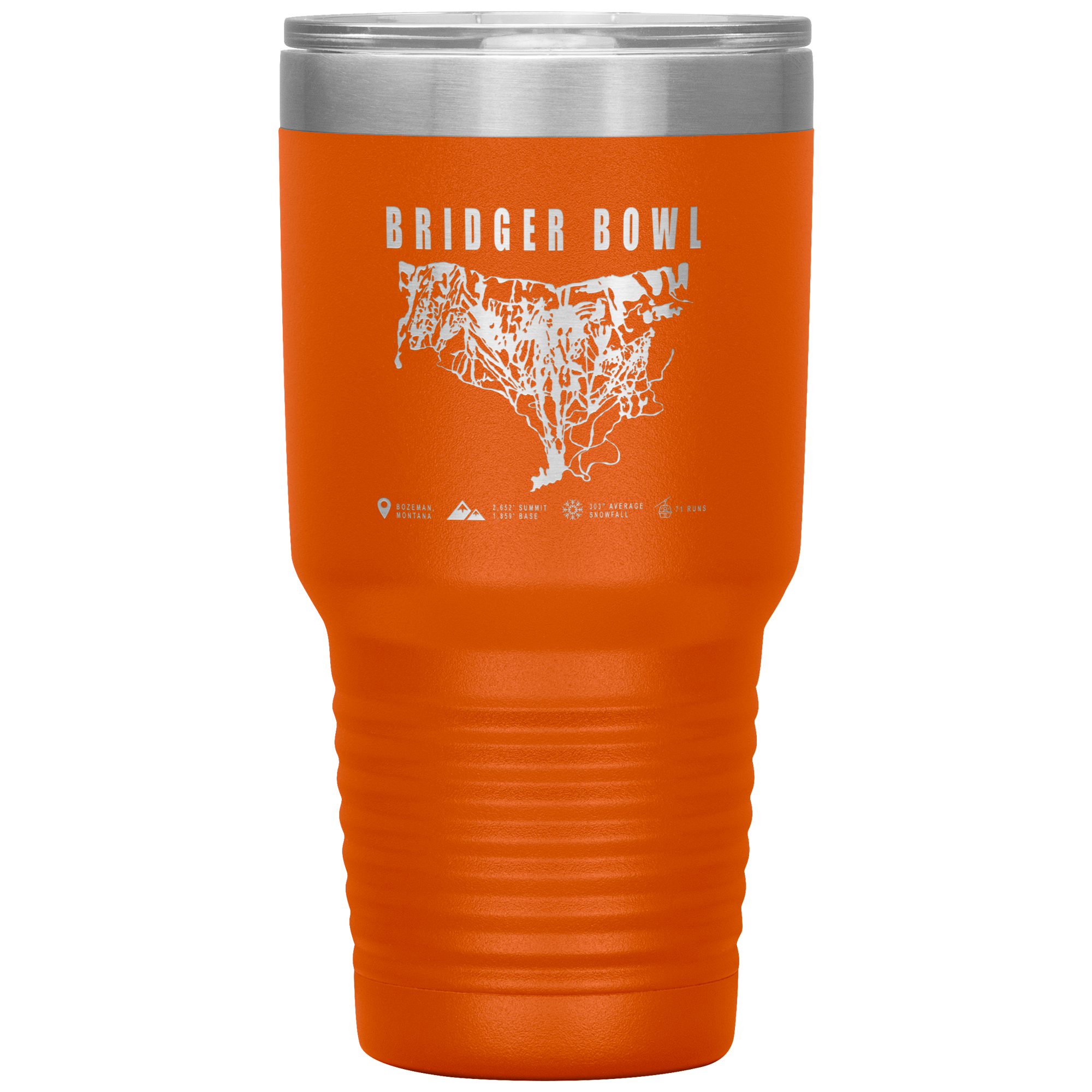 Bridger Bowl Montana Ski Trail Map 30oz Tumbler - Powderaddicts