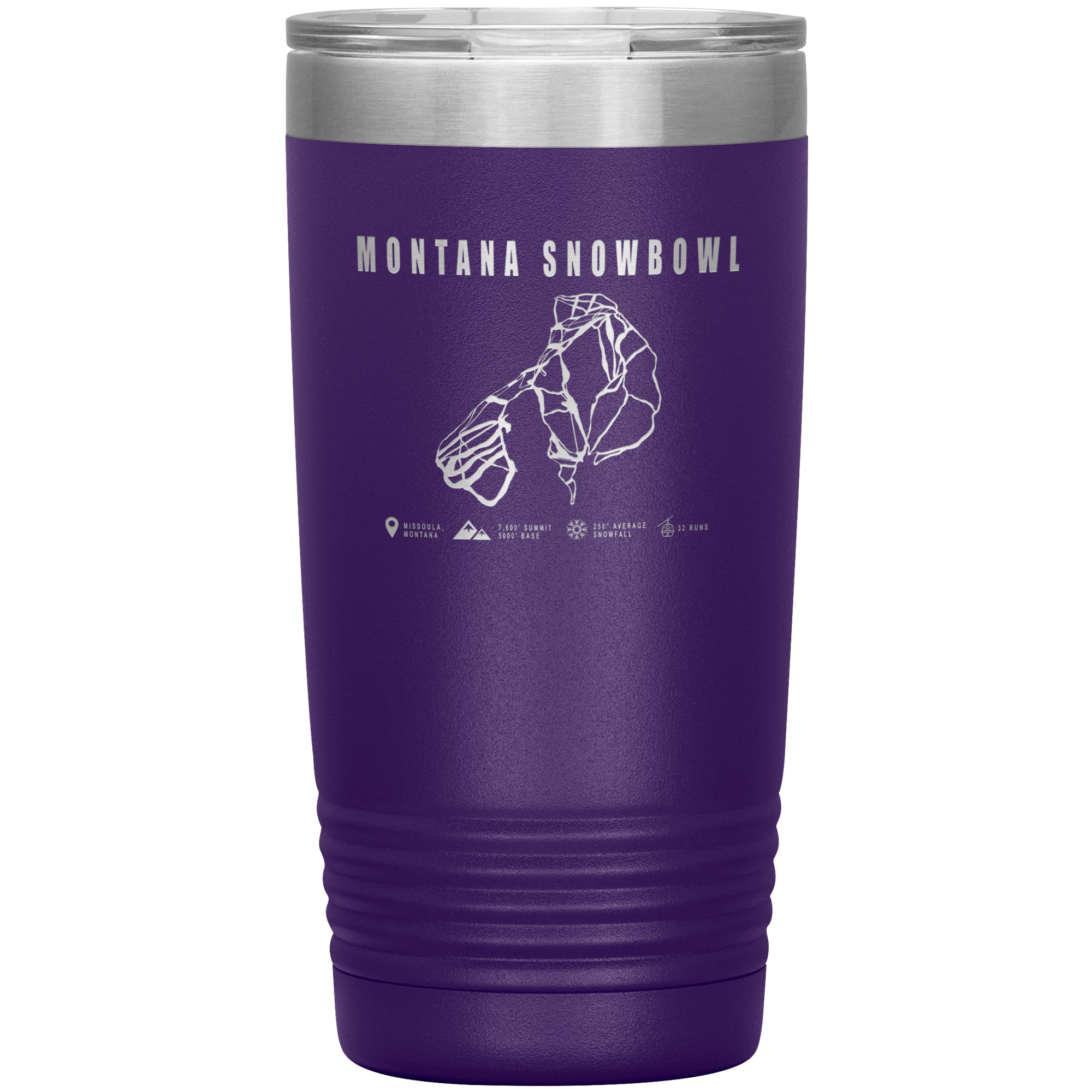 Montana Snowbowl, Montana Ski Trail Map 20oz Tumbler - Powderaddicts