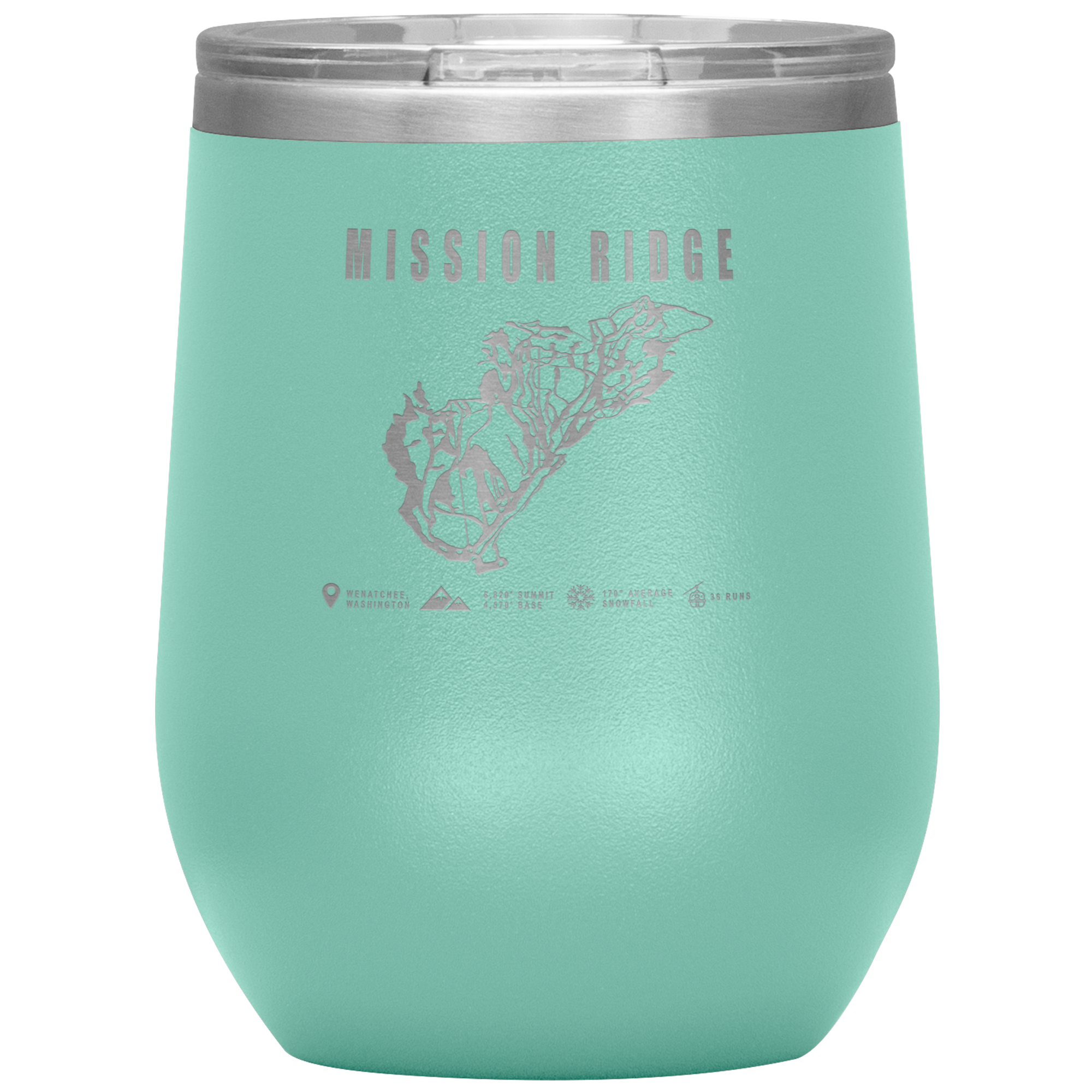 Mission Ridge, Washington Ski Trail Map Wine 12oz Tumbler - Powderaddicts