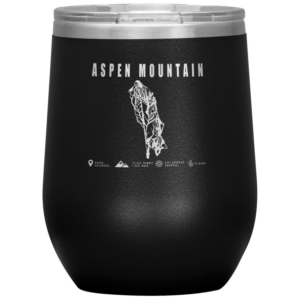 Aspen Mountain Colorado Ski Trail Map Wine 12oz Tumbler - Powderaddicts