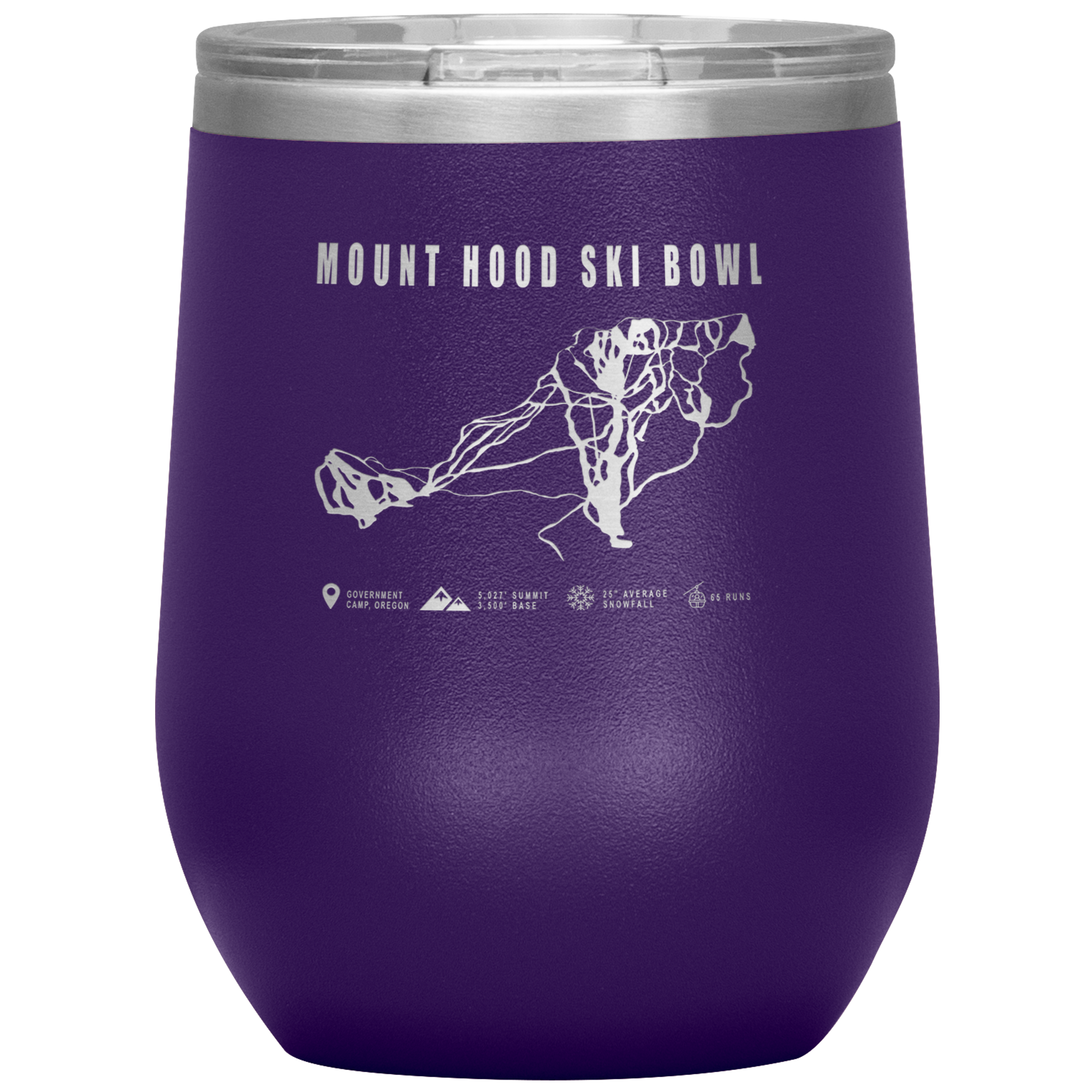 Mount Hood Ski Bowl, Oregon Ski Trail Map Wine 12oz Tumbler - Powderaddicts