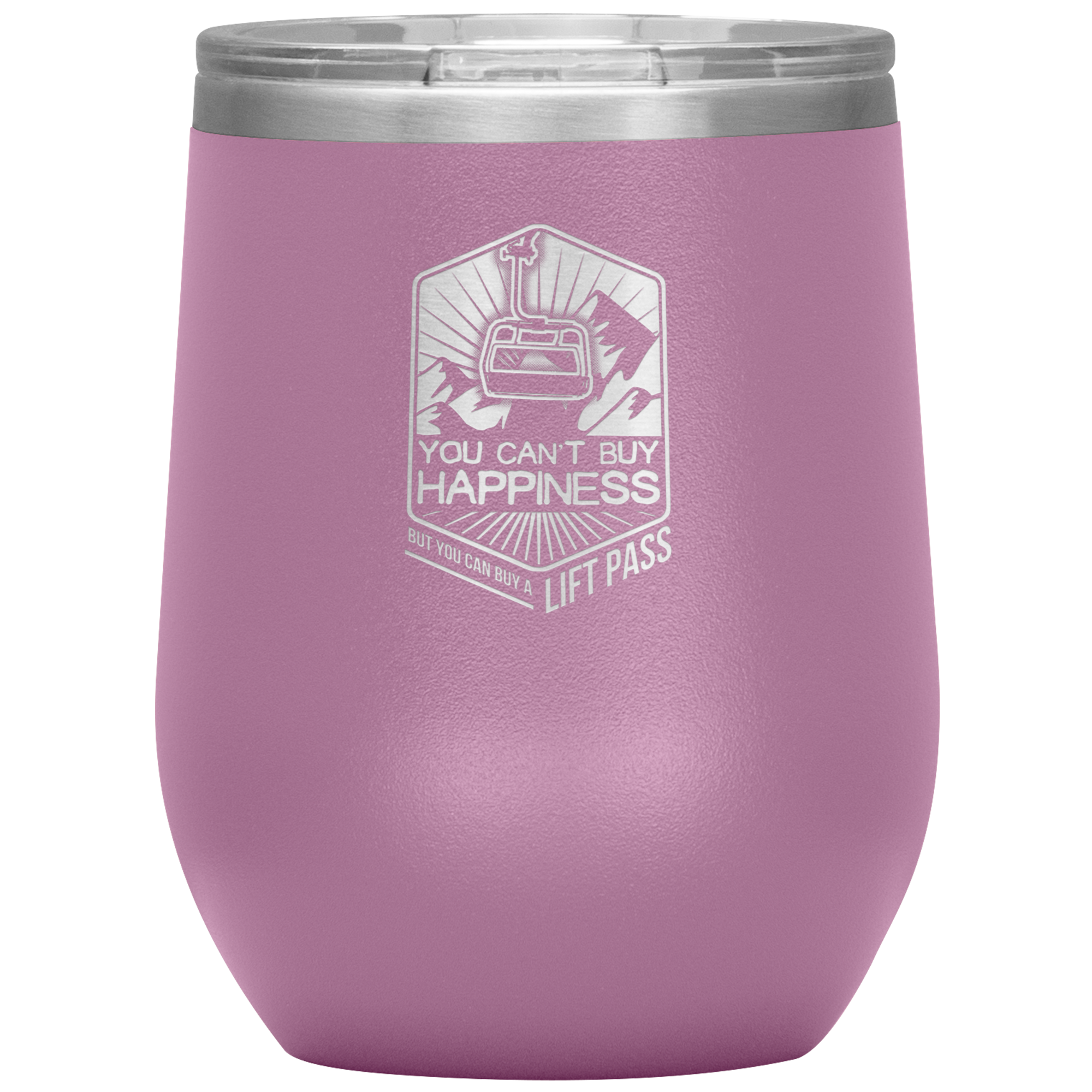 You Can't Buy Happiness But You Can Buy A Lift Pass Wine 12oz Tumbler - Powderaddicts