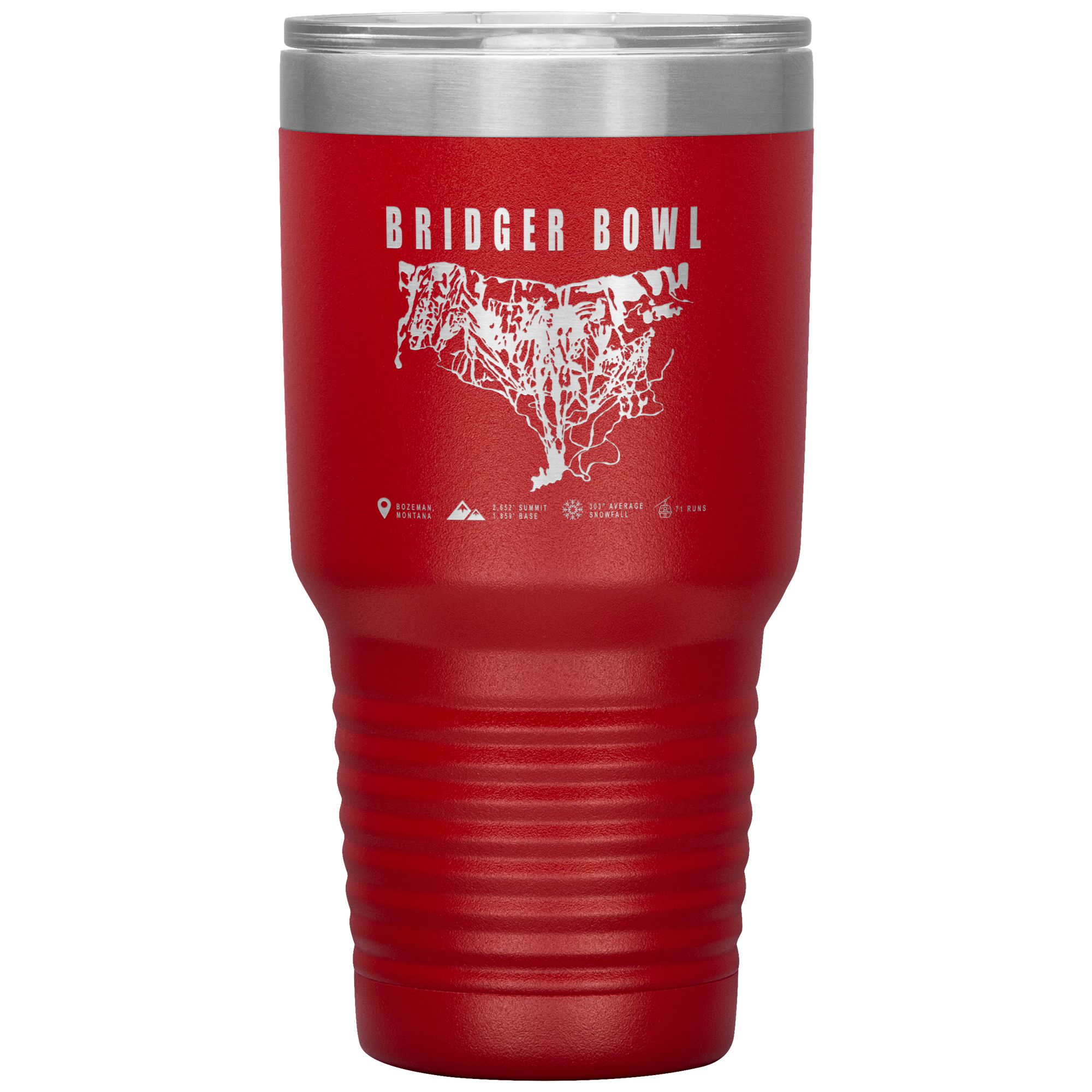 Bridger Bowl Montana Ski Trail Map 30oz Tumbler - Powderaddicts