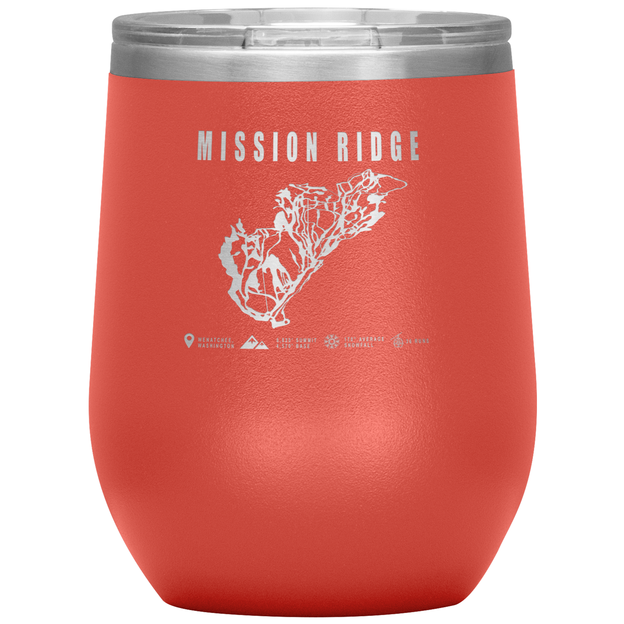 Mission Ridge, Washington Ski Trail Map Wine 12oz Tumbler - Powderaddicts