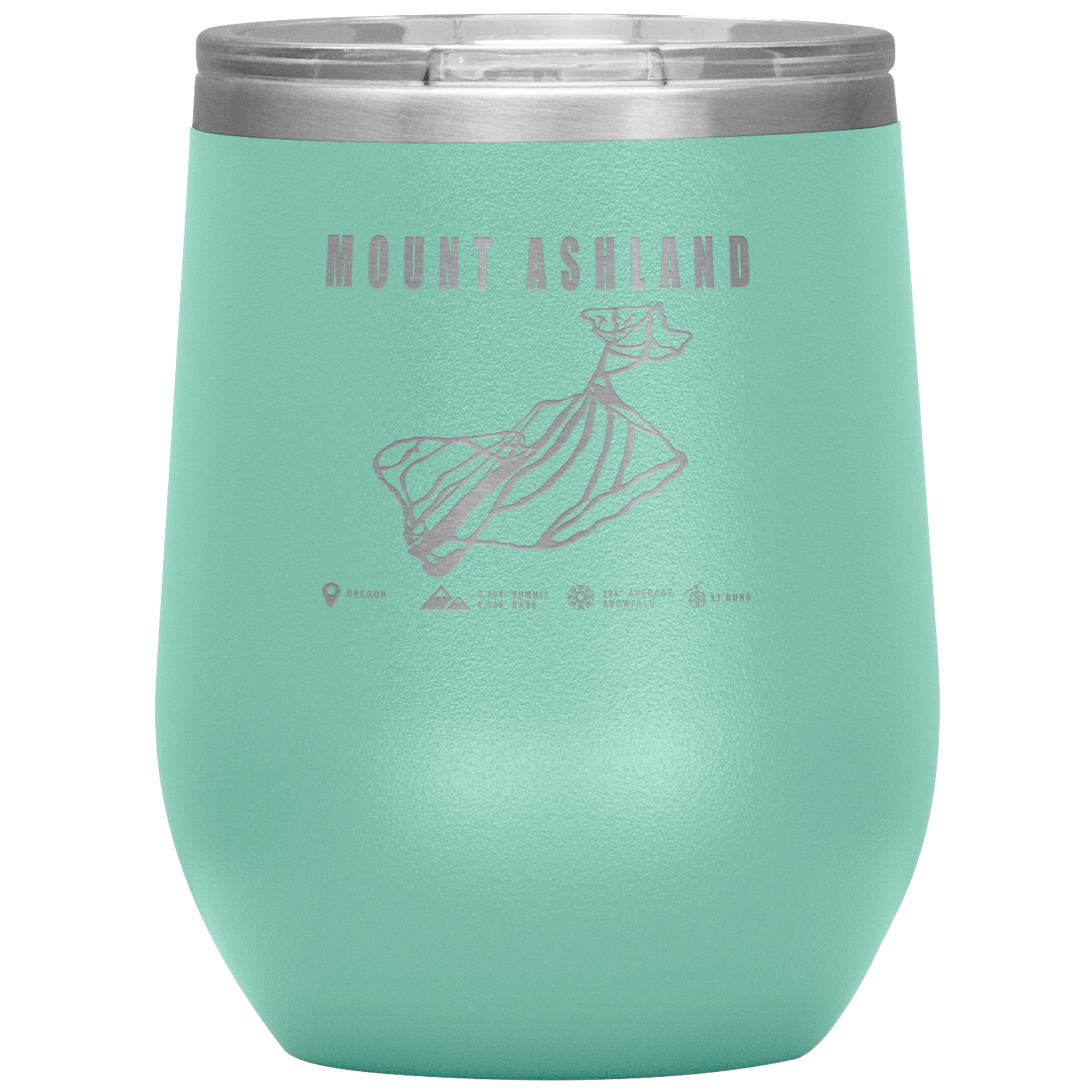 Mount Ashland, Oregon Ski Trail Map Wine 12oz Tumbler - Powderaddicts