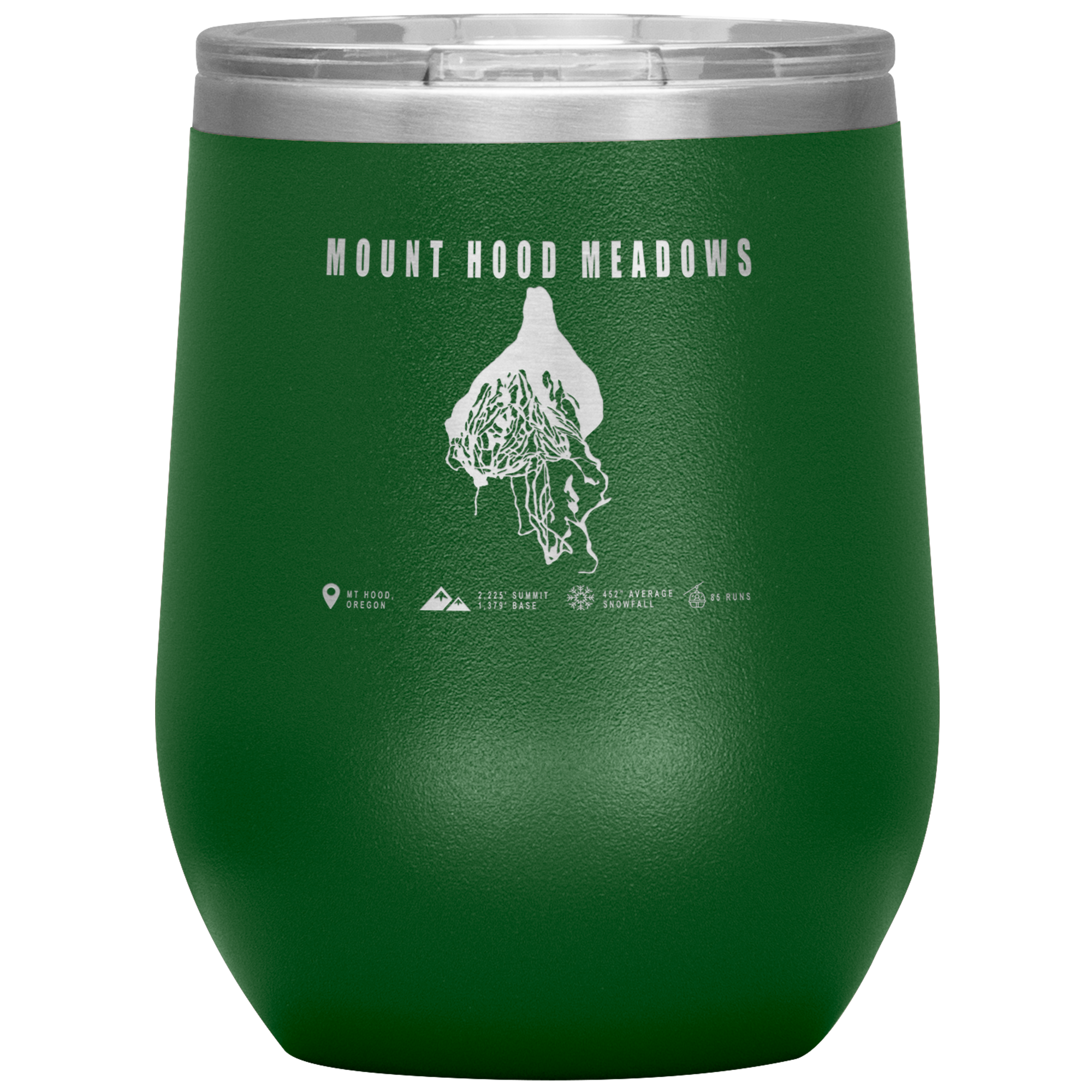 Mount Hood Meadows, Oregon Ski Trail Map Wine 12oz Tumbler - Powderaddicts