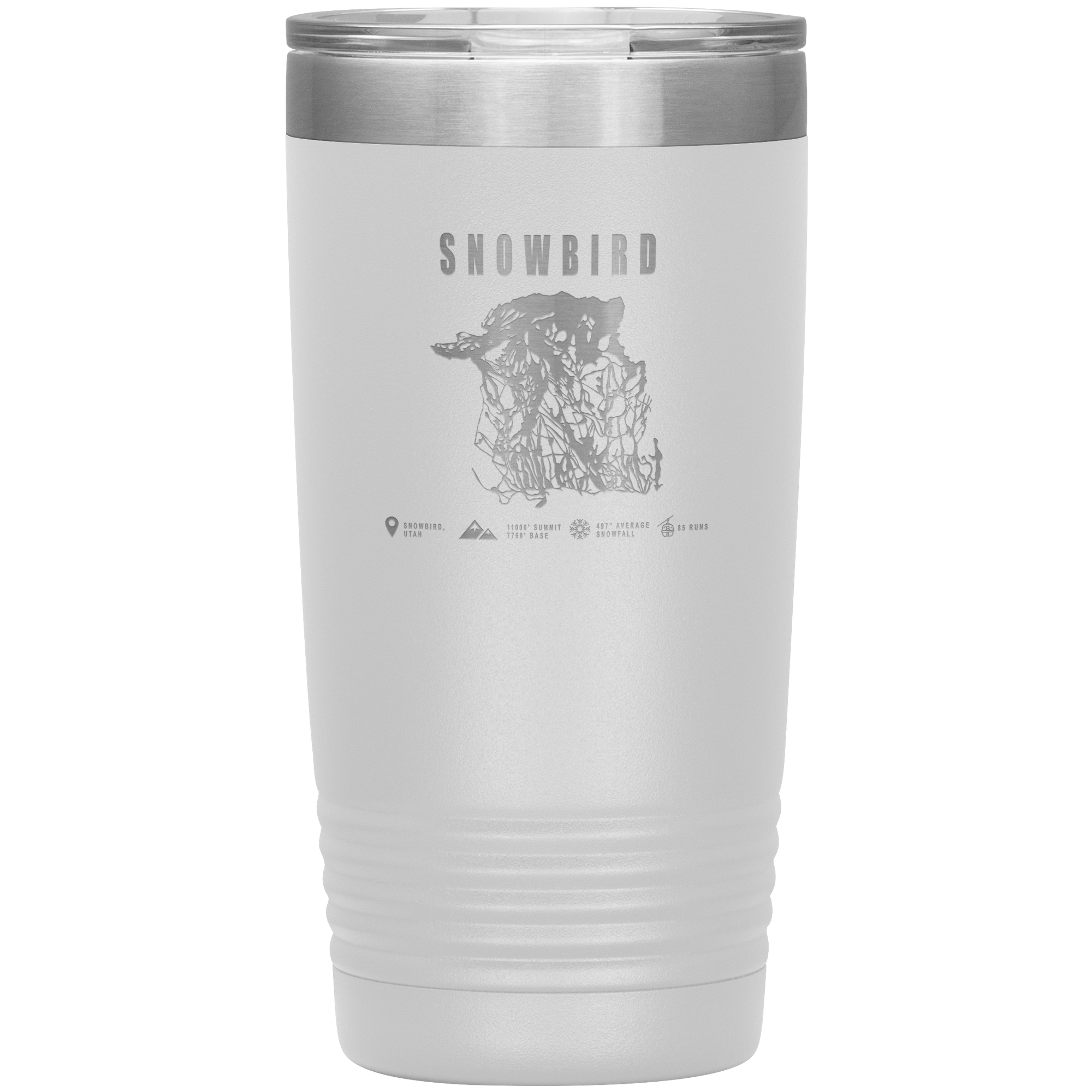 Snowbird,Utah Ski Trail Map 20oz Tumbler - Powderaddicts