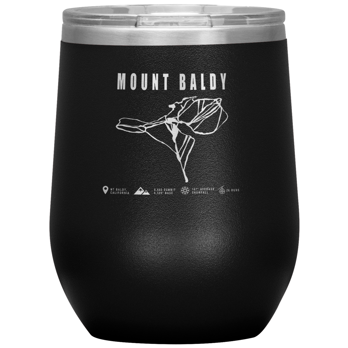 Mount Baldy, California Ski Trail Map Wine 12oz Tumbler - Powderaddicts