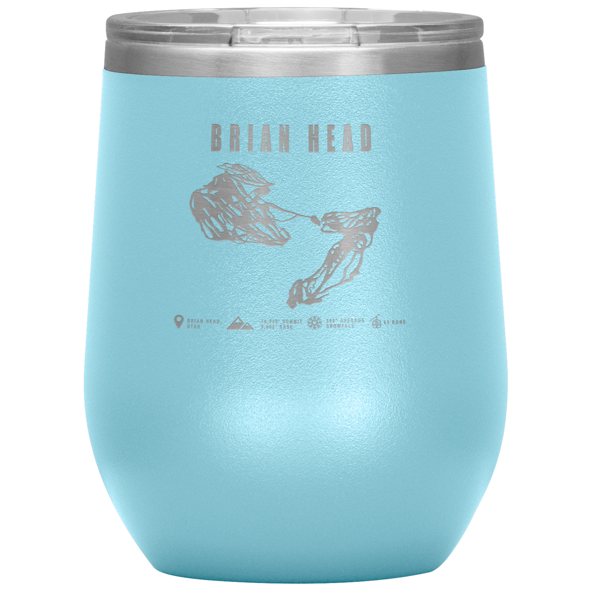 Brian Head,Utah Ski Trail Map Wine 12oz Tumbler - Powderaddicts