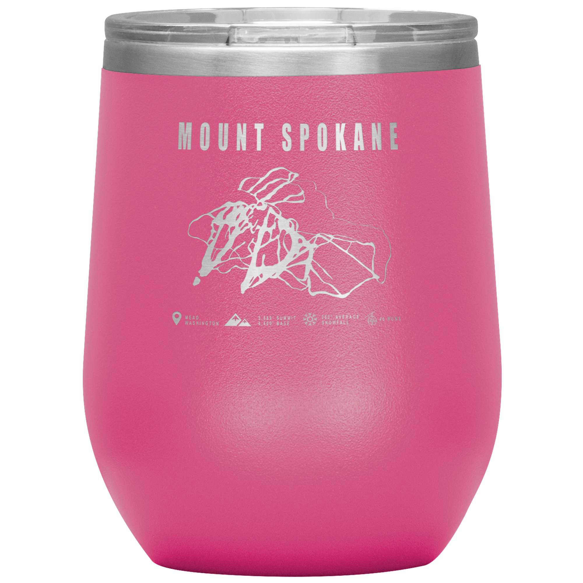 Mount Spokane, Washington Ski Trail Map Wine 12oz Tumbler - Powderaddicts