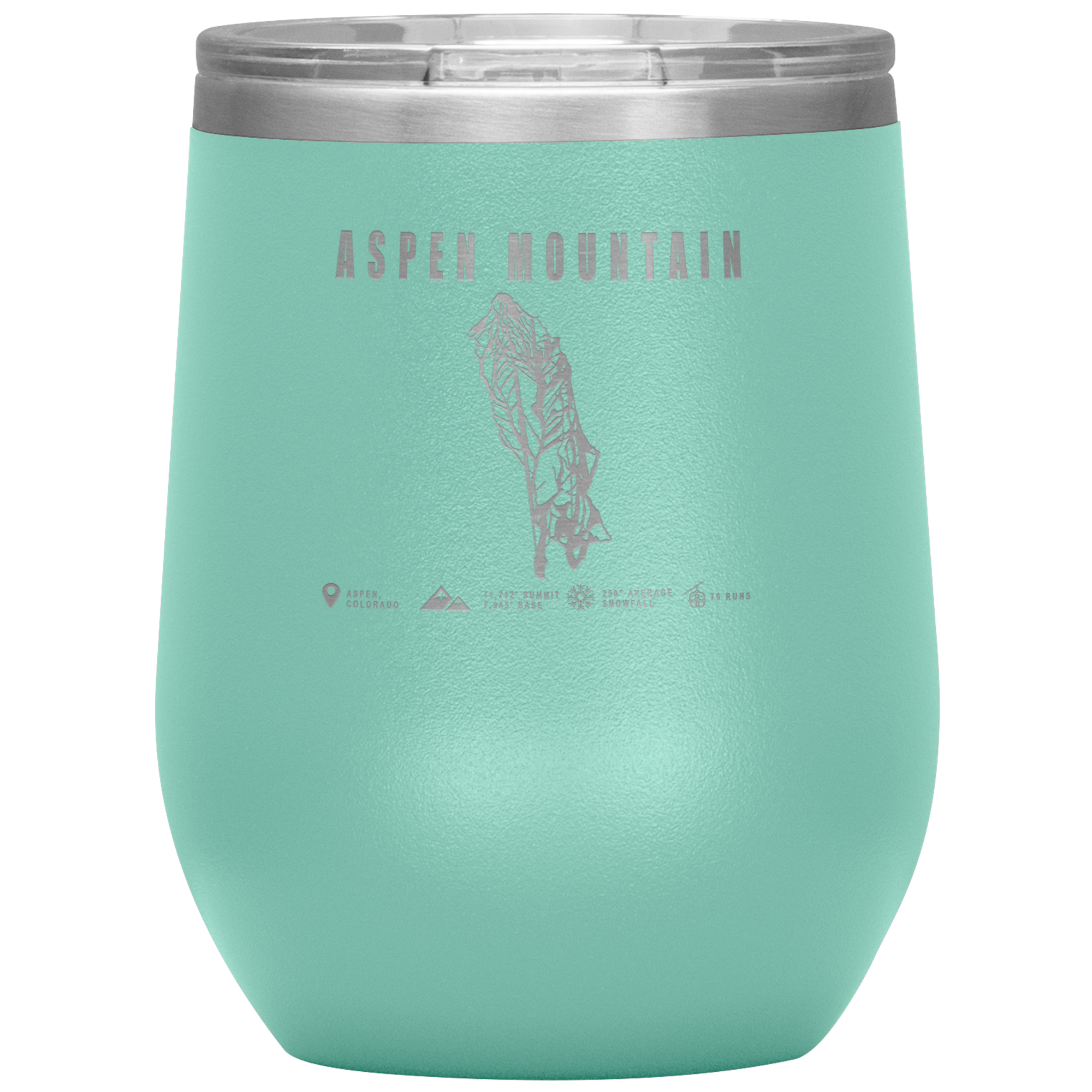 Aspen Mountain Colorado Ski Trail Map Wine 12oz Tumbler - Powderaddicts